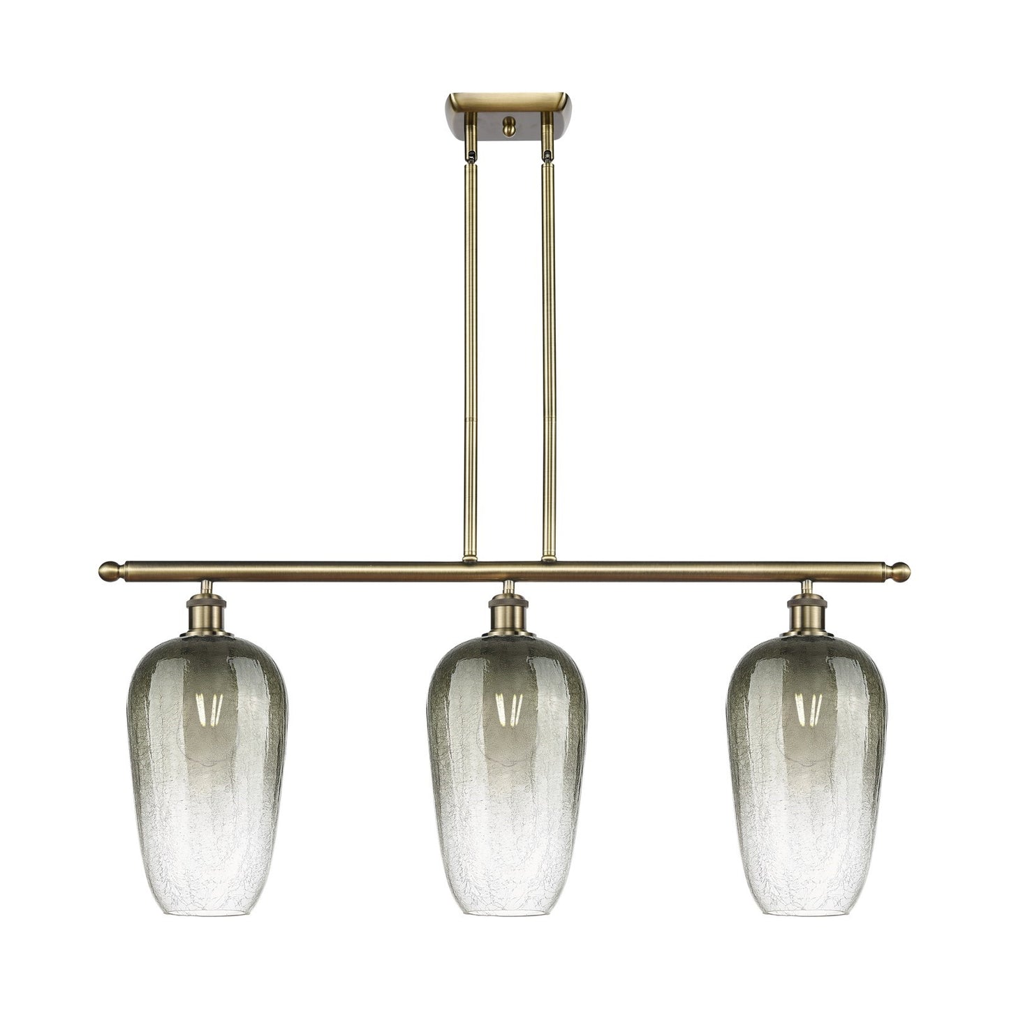 Innovations Brookhaven Flute 36in 3-Light Island Light | Industrial Antique Brass and Slate Glass | Kitchen Island | Model 516-3I-AB-G484-7SL