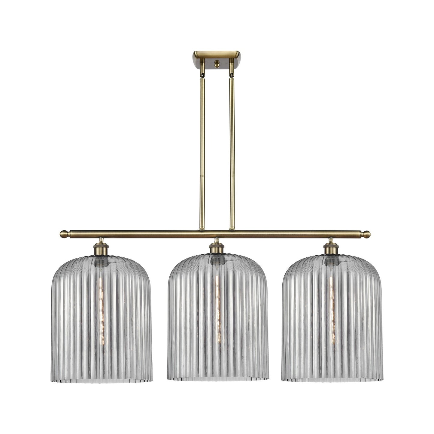 Innovations Bridal Veil 36in 3-Light Island Light | Art Nouveau Antique Brass and Light Smoke Glass | Kitchen Island | Model 516-3I-AB-G559-12SM
