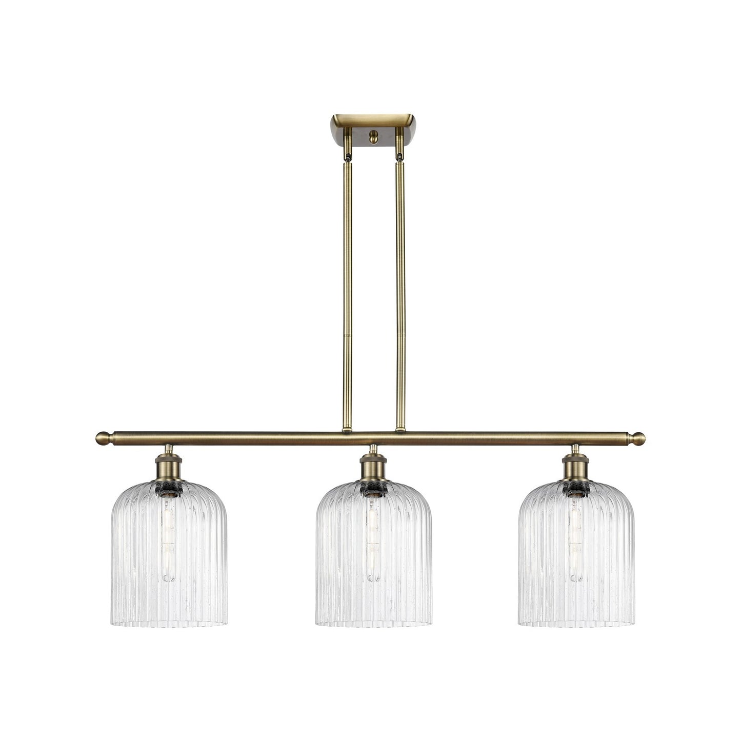 Innovations Bridal Veil 36in 3-Light Island Light | Art Nouveau Antique Brass and Seedy Glass | Kitchen Island & Dining | Model 516-3I-AB-G559-8SDY