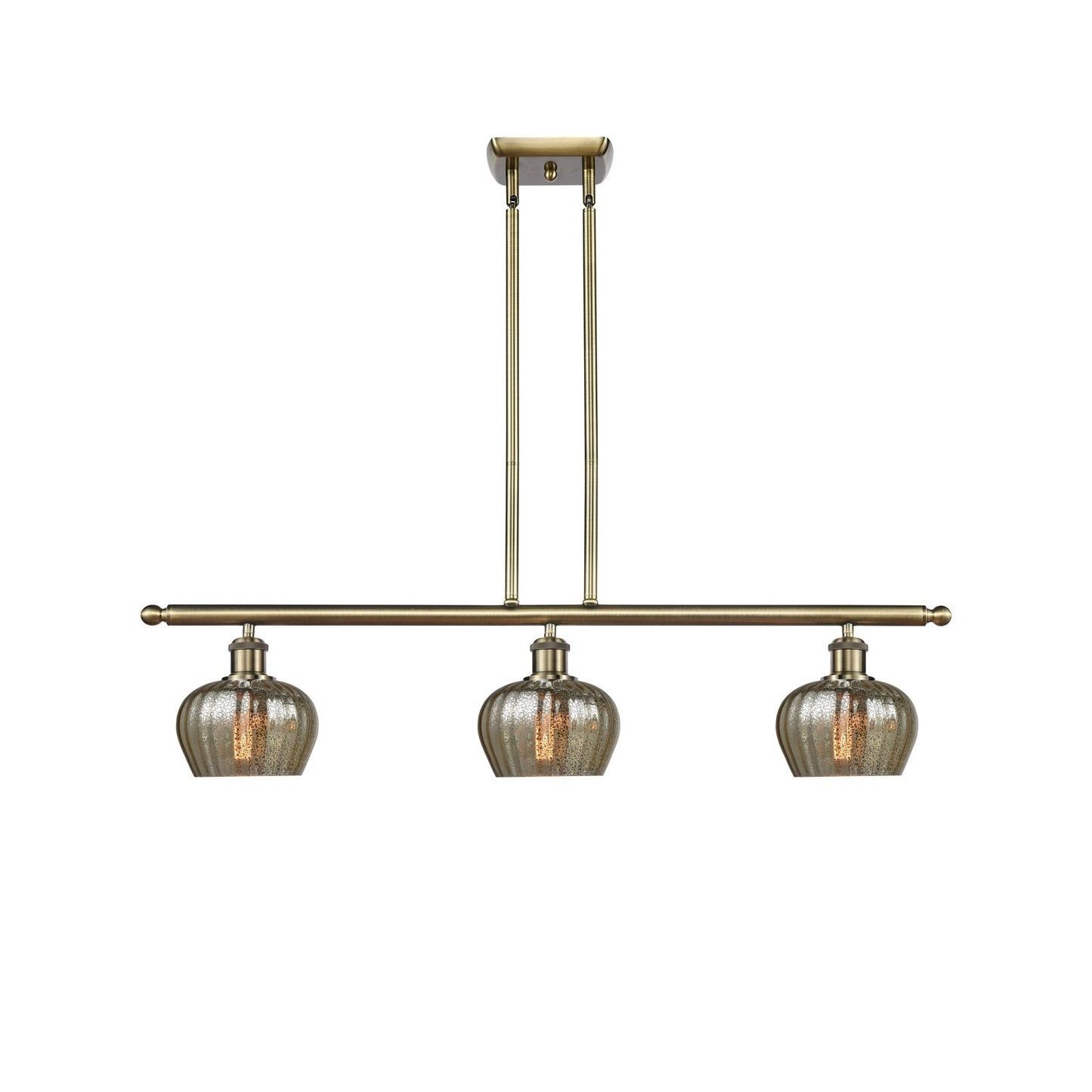 Innovations Fenton 36in 3-Light Island Light | Industrial Antique Brass and Mercury Glass | Kitchen Island & Dining Room | Model 516-3I-AB-G96