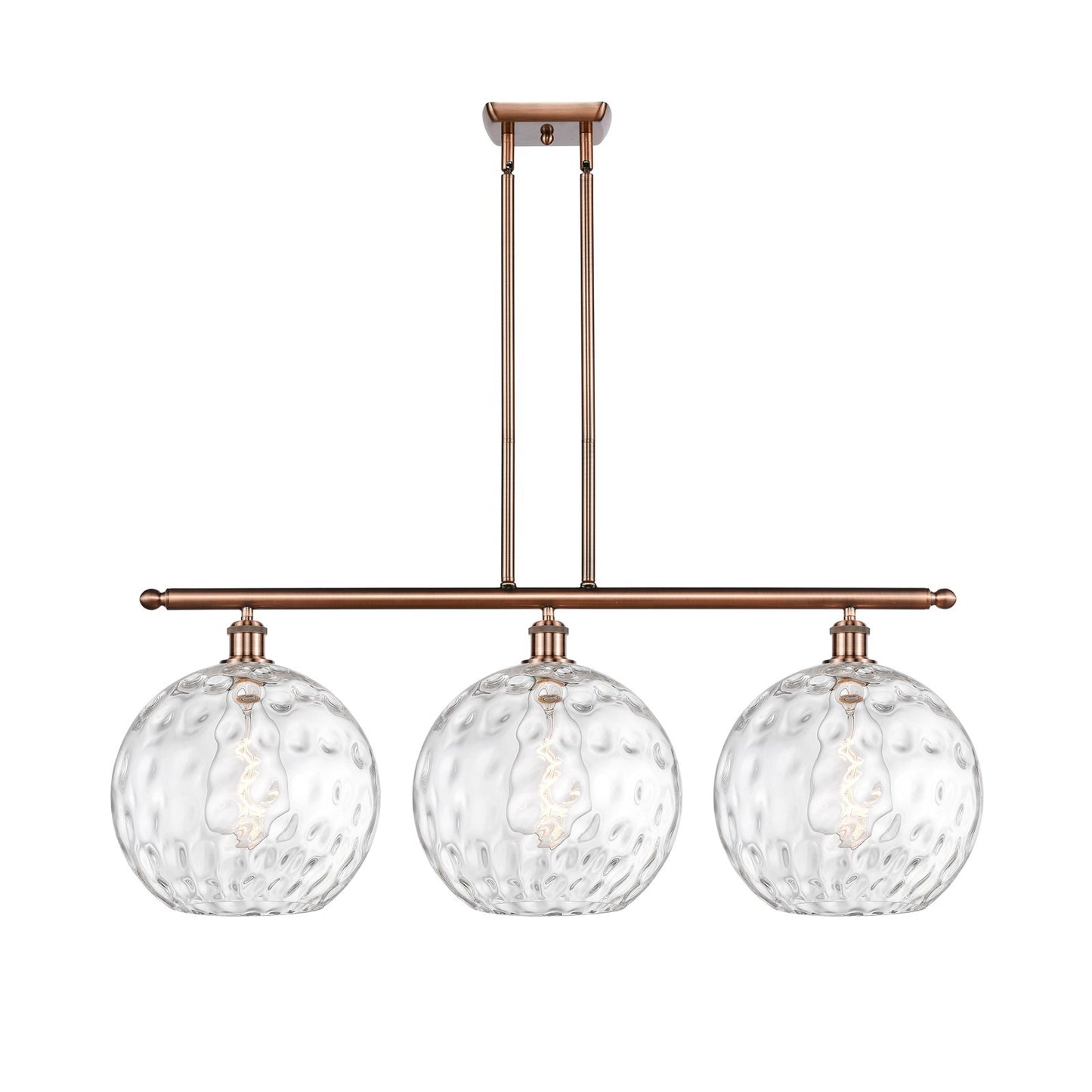 Innovations Athens 39in 3-Light Island Light | Industrial Antique Copper and Clear Water Glass | Kitchen Island & Dining | Model 516-3I-AC-G1215-12