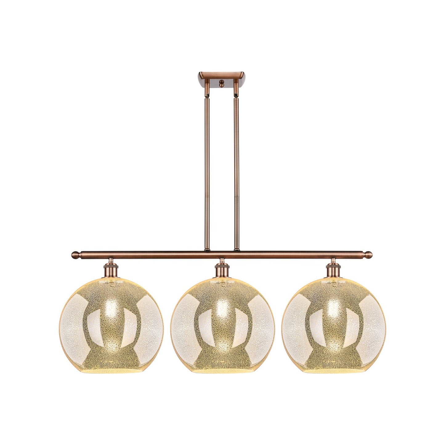 Innovations Athens 38in 3-Light Island | Industrial Antique Copper and Mercury Glass | Kitchen Island & Dining Room | Model 516-3I-AC-G128-12