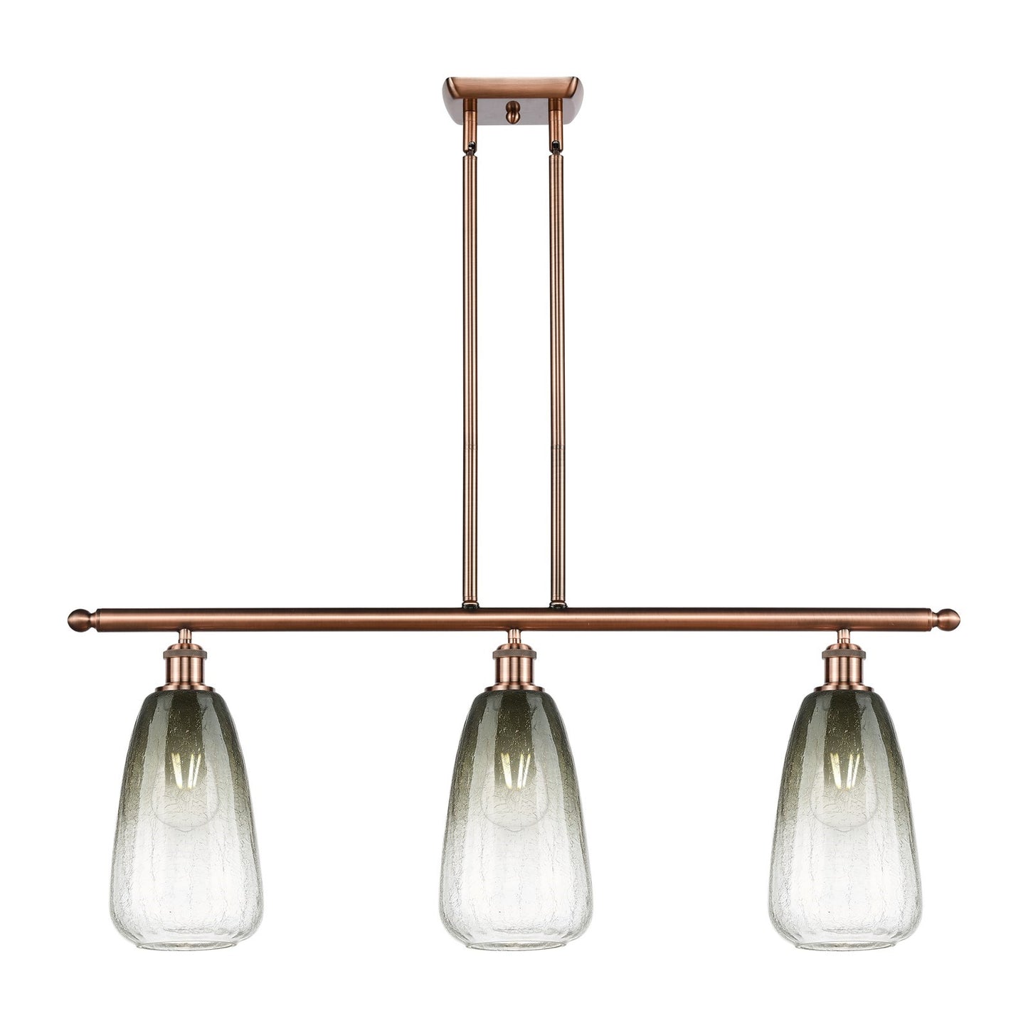 Innovations Brookhaven Almond 36in 3-Light Island | Industrial Antique Copper and Slate Glass | Kitchen Island & Dining | Model 516-3I-AC-G480-6SL