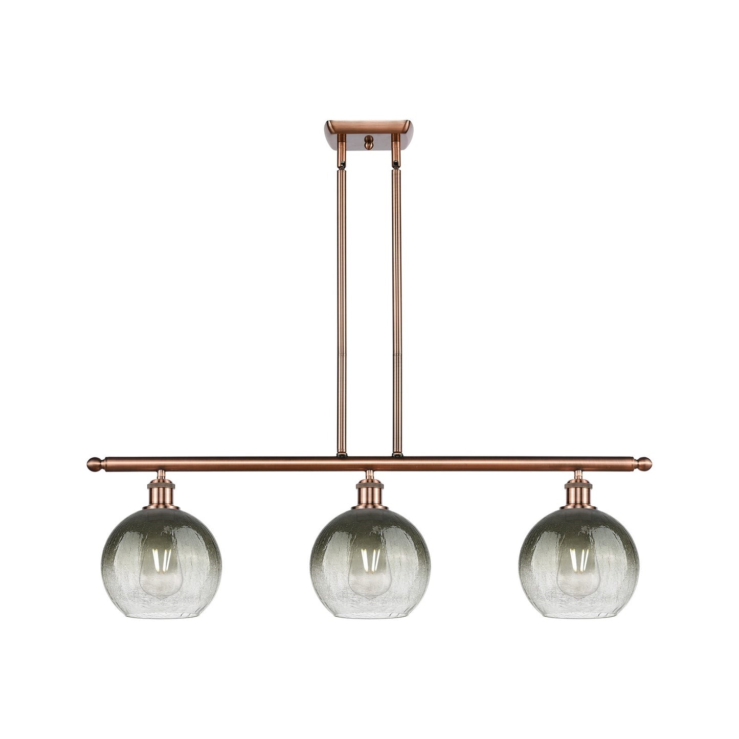 Innovations Brookhaven Globe 36in 3-Light Island Light | Industrial Antique Copper and Slate Glass | Kitchen Island | Model 516-3I-AC-G483-8SL