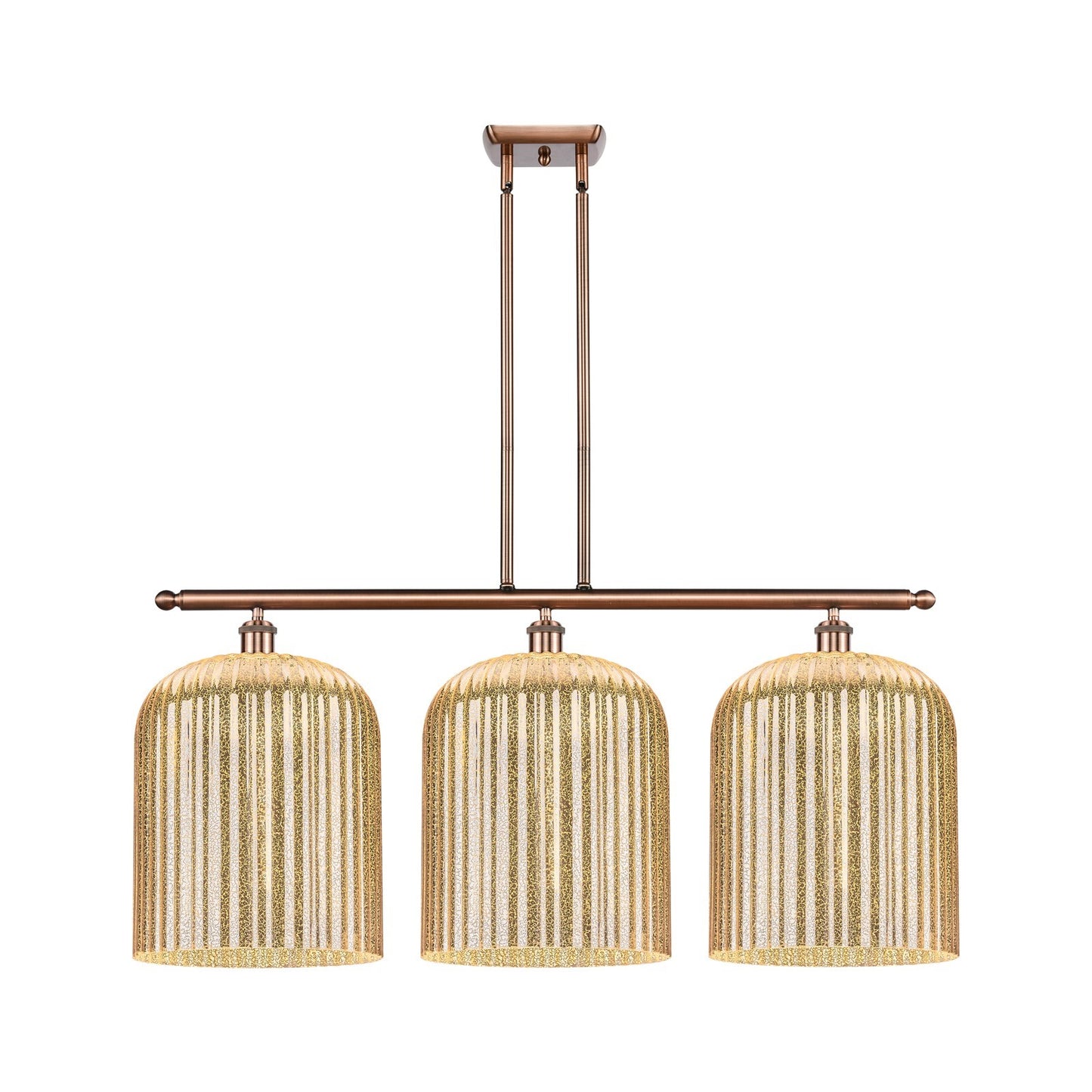 Innovations Bridal Veil 36in 3-Light Island Light | Art Nouveau Antique Copper and Mercury Glass | Kitchen Island | Model 516-3I-AC-G559-12ME