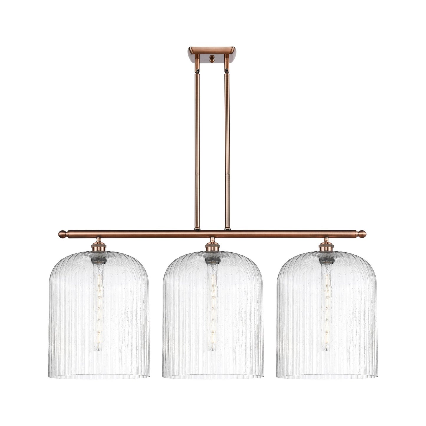 Innovations Bridal Veil 36in 3-Light Island Light | Art Nouveau Antique Copper and Seedy Glass | Kitchen Island & Dining | Model 516-3I-AC-G559-12SDY