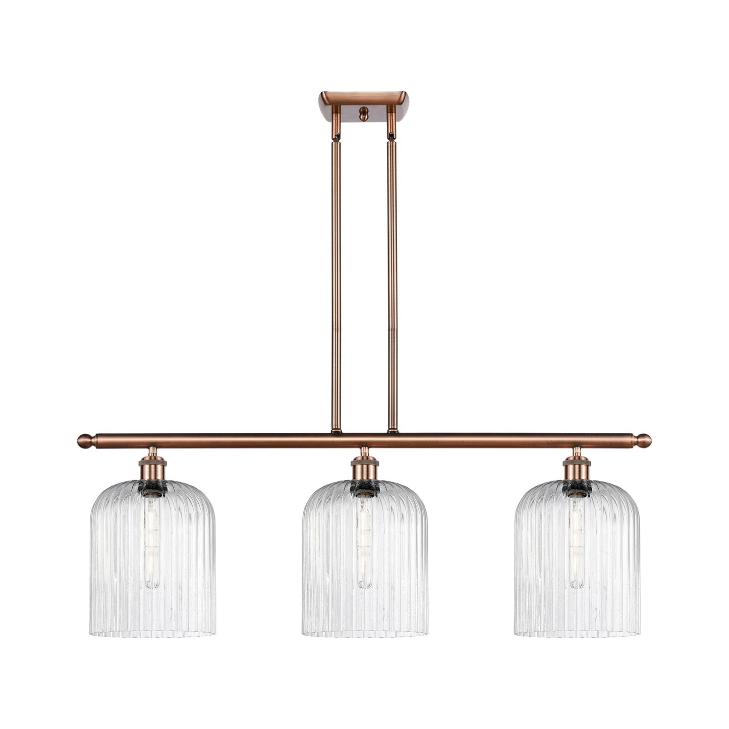 Innovations Bridal Veil 36in 3-Light Island Light | Art Nouveau Antique Copper and Seedy Glass | Kitchen Island & Dining | Model 516-3I-AC-G559-8SDY