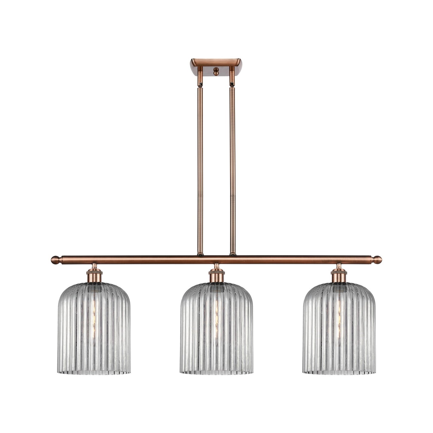 Innovations Bridal Veil 36in 3-Light Island Light | Art Nouveau Antique Copper and Light Smoke Glass | Kitchen Island | Model 516-3I-AC-G559-8SM