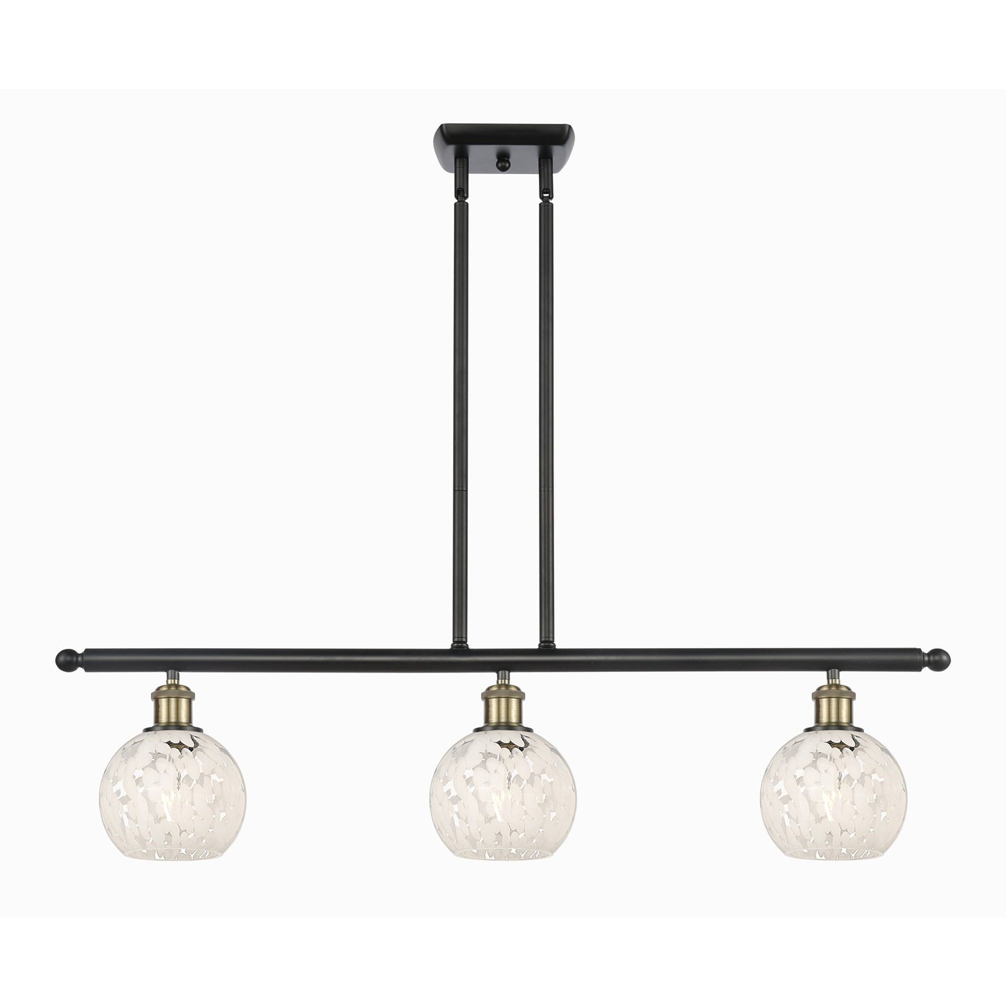 Innovations Ballston 36in 3-Light Island Light | Art Nouveau Black Antique Brass and White Mouchette Glass | Kitchen | Model 516-3I-BAB-G1216-6WM