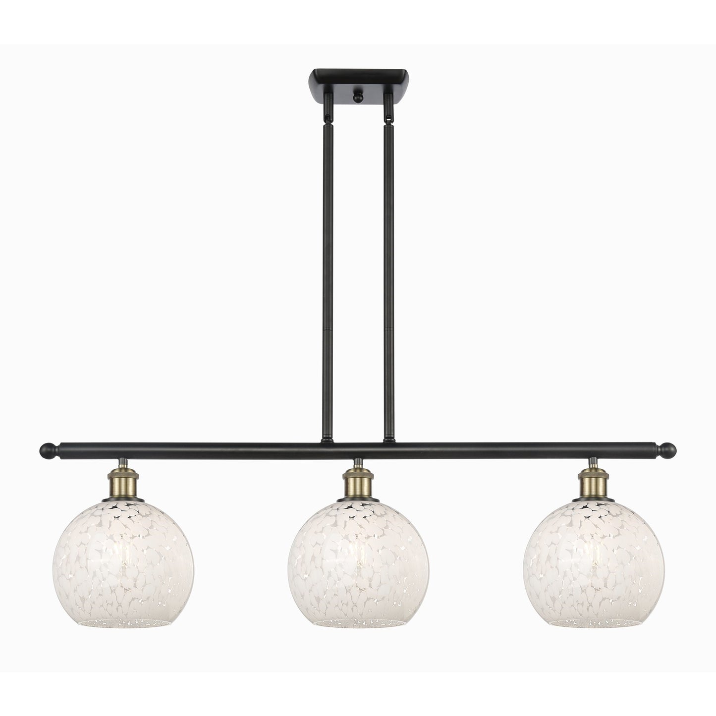 Innovations Ballston 36in 3-Light Island Light | Art Nouveau Black Antique Brass and White Mouchette Glass | Kitchen | Model 516-3I-BAB-G1216-8WM