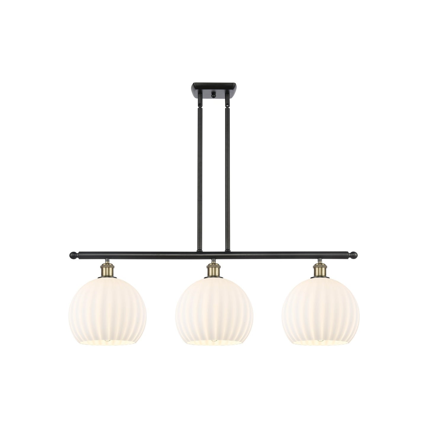 Innovations Ballston 36in 3-Light Island Light | Modern Contempo Black Antique Brass and White Venetian Glass | Kitchen | Model 516-3I-BAB-G1217-10WV