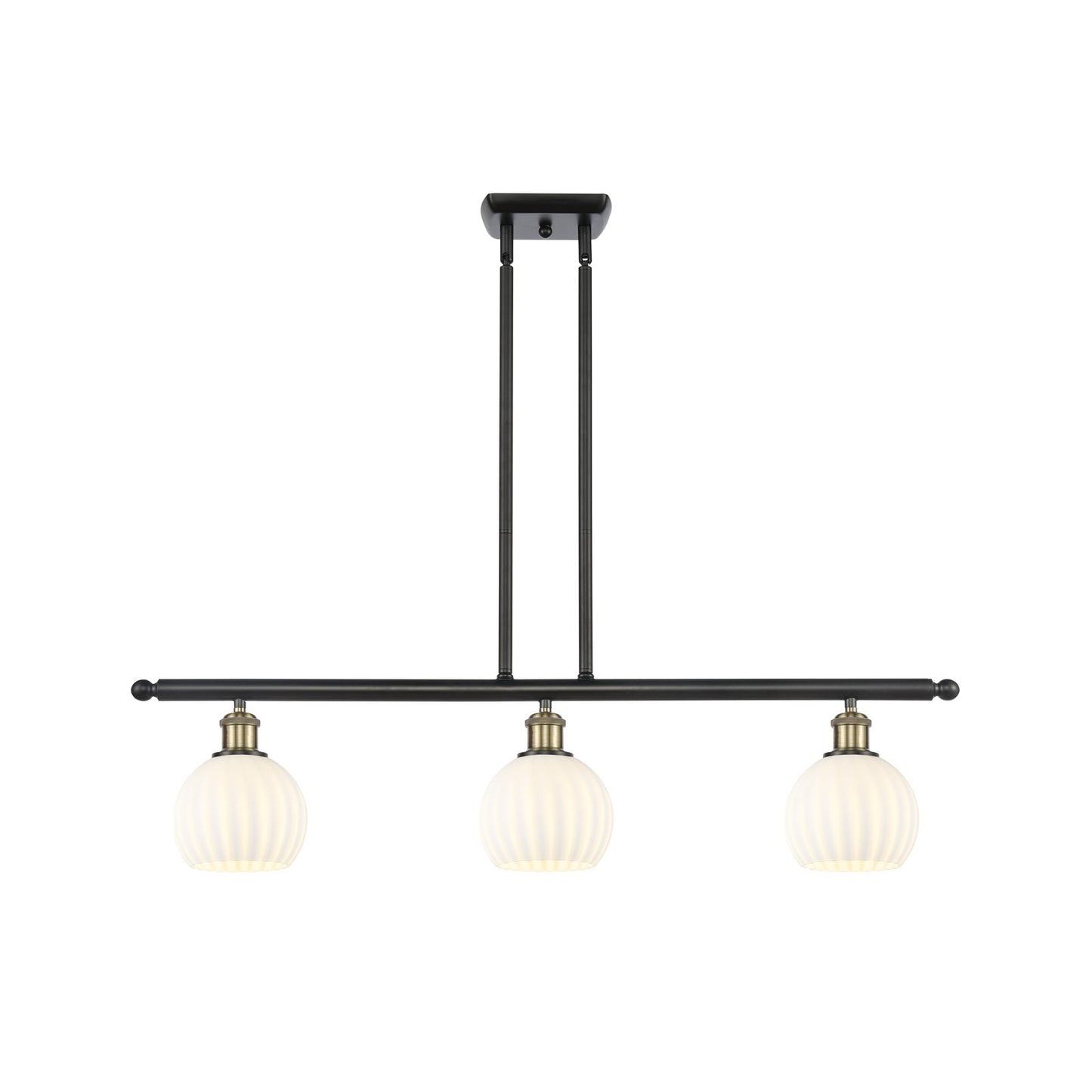 Innovations Ballston 36in 3-Light Island Light | Modern Contempo Black Antique Brass and White Venetian Glass | Kitchen | Model 516-3I-BAB-G1217-6WV