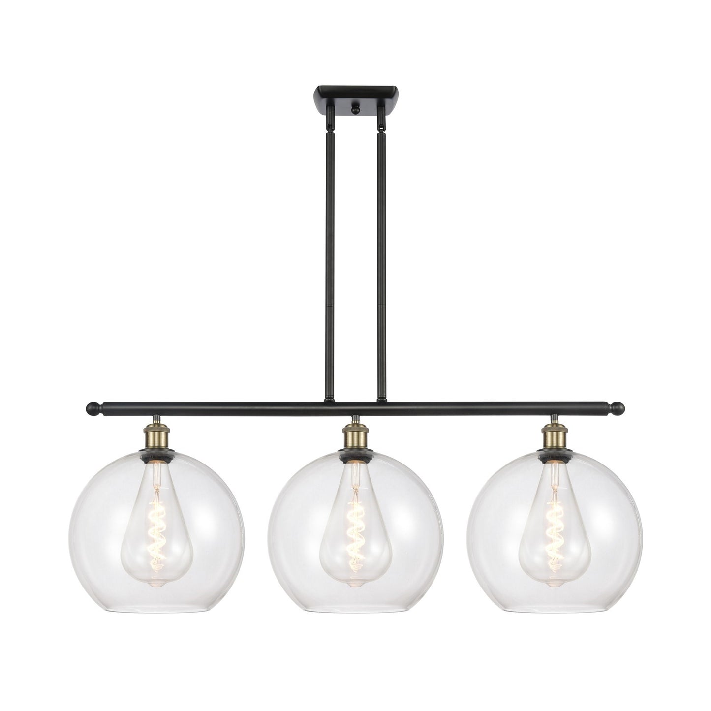 Innovations Athens 38in 3-Light Island Light | Industrial Black Antique Brass and Clear Glass | Kitchen Island & Dining | Model 516-3I-BAB-G122-12