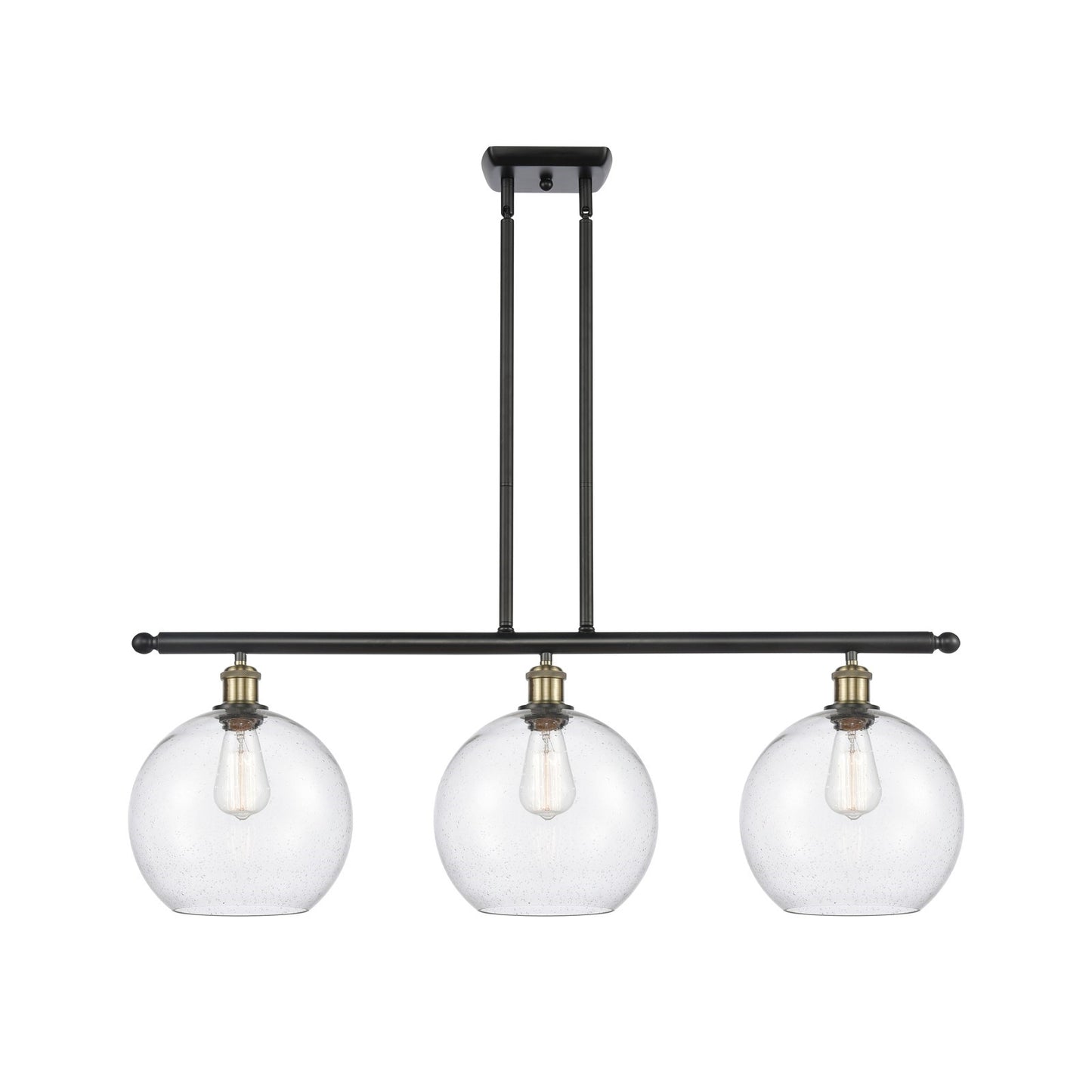 Innovations Athens 36in 3-Light Island Light | Industrial Black Antique Brass and Seedy Glass | Kitchen Island & Dining | Model 516-3I-BAB-G124-10