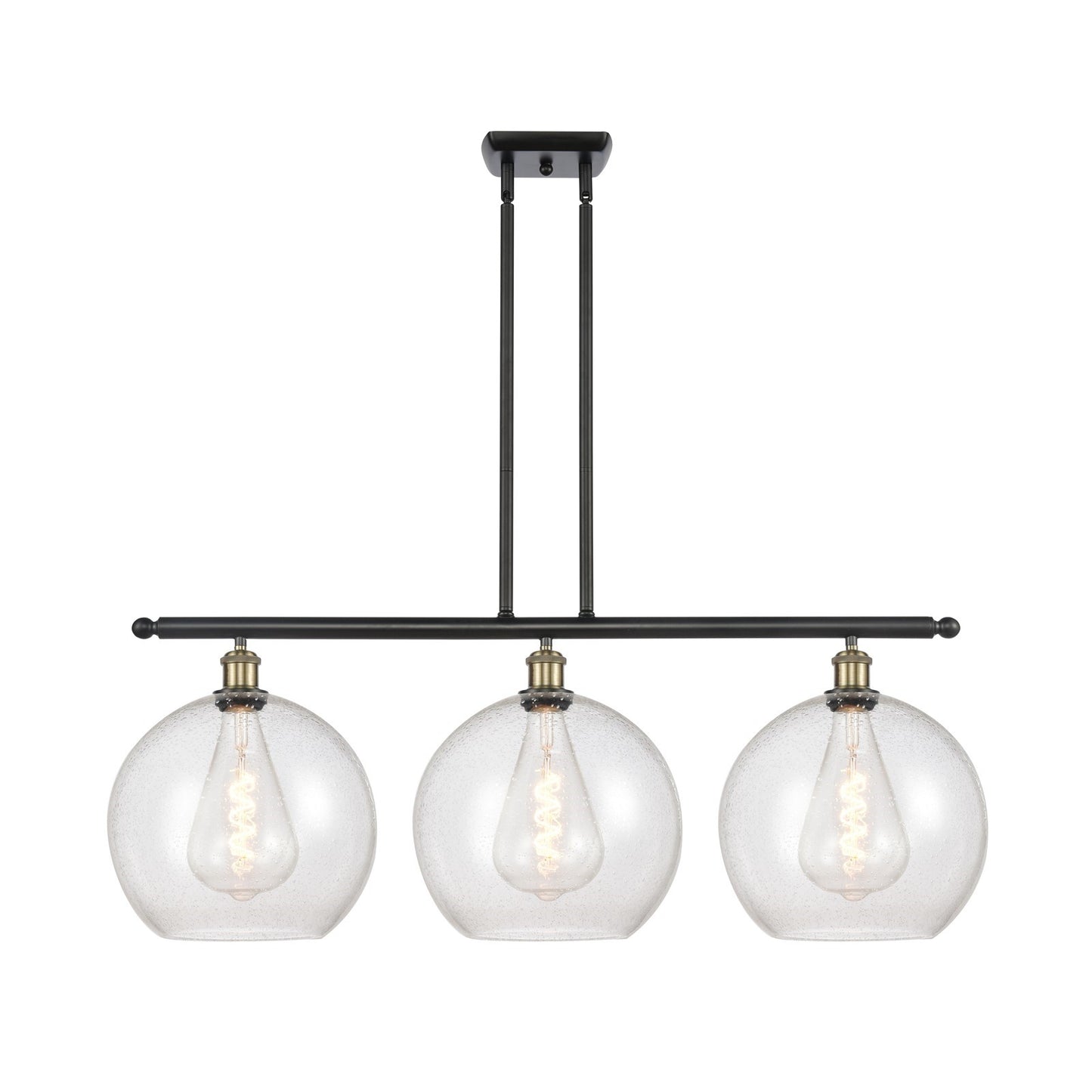 Innovations Athens 38in 3-Light Island Light | Industrial Black Antique Brass and Seedy Glass | Kitchen Island & Dining | Model 516-3I-BAB-G124-12