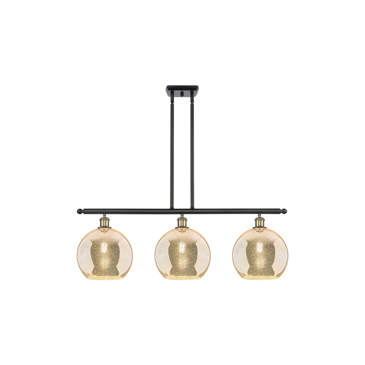 Innovations Athens 36in 3-Light Island Light | Industrial Black Antique Brass and Mercury Glass | Kitchen Island & Dining | Model 516-3I-BAB-G128-10