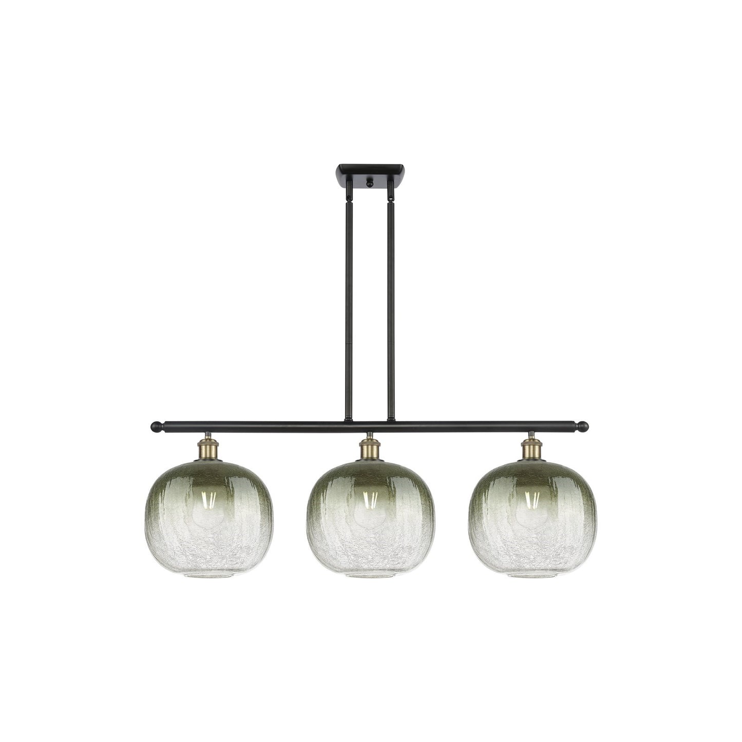 Innovations Brookhaven Sphere 37in 3-Light Island Light | Industrial Black Antique Brass and Slate Glass | Kitchen | Model 516-3I-BAB-G481-10SL