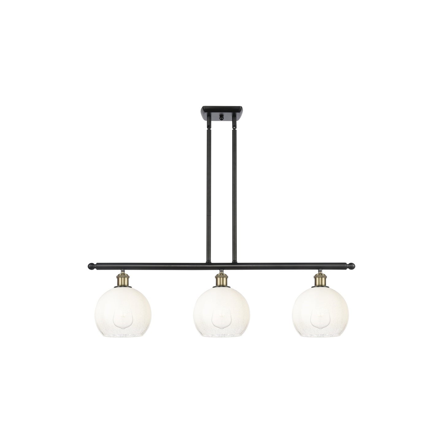 Innovations Brookhaven Globe 36in 3-Light Island Light | Industrial Black Antique Brass and Opal Glass | Kitchen Island | Model 516-3I-BAB-G483-8OP