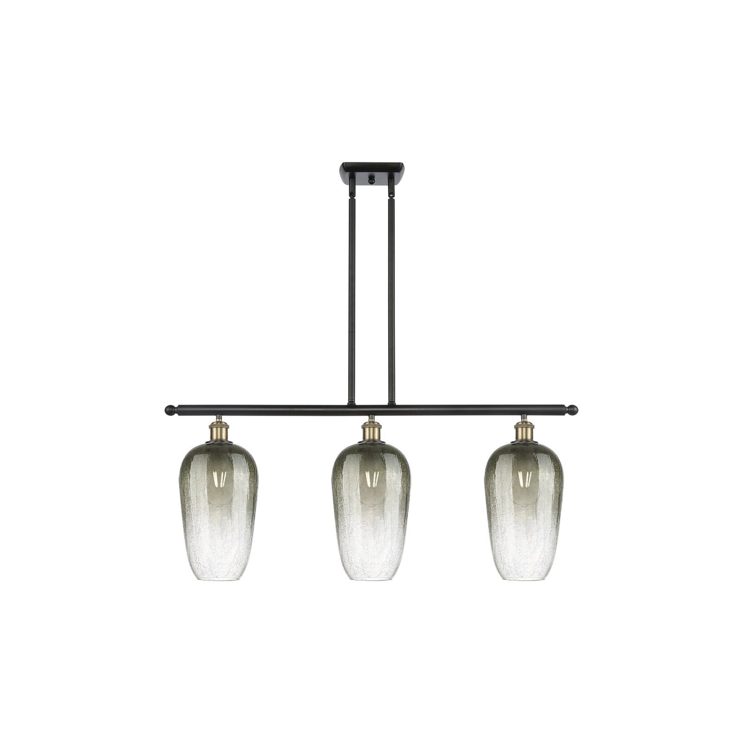 Innovations Brookhaven Flute 36in 3-Light Island Light | Industrial Black Antique Brass and Slate Glass | Kitchen Island | Model 516-3I-BAB-G484-7SL
