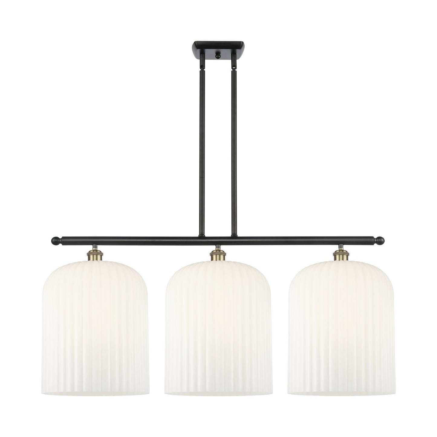 Innovations Bridal Veil 36in 3-Light Island Light | Art Nouveau Black Antique Brass and Gloss White Glass | Kitchen | Model 516-3I-BAB-G559-12GWH