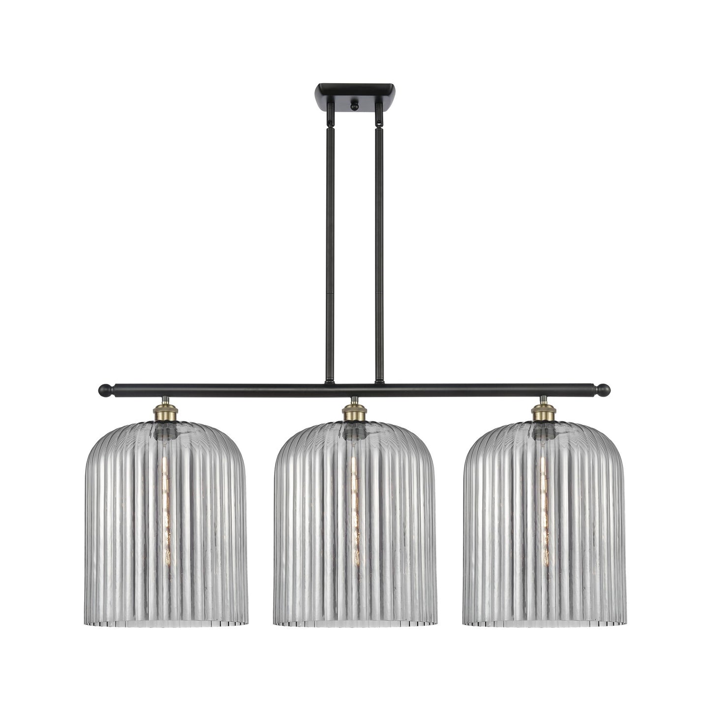 Innovations Bridal Veil 36in 3-Light Island Light | Art Nouveau Black Antique Brass and Light Smoke Glass | Kitchen | Model 516-3I-BAB-G559-12SM
