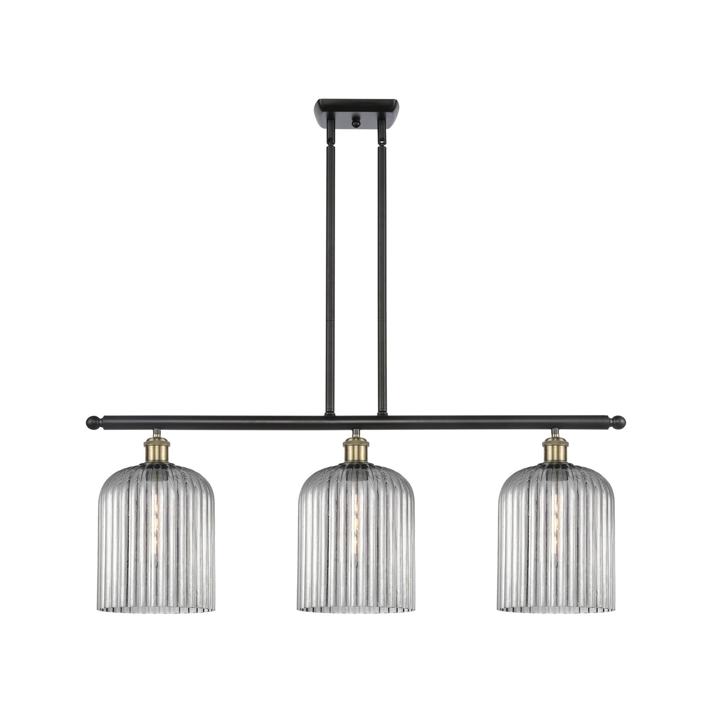 Innovations Bridal Veil 36in 3-Light Island Light | Art Nouveau Black Antique Brass and Light Smoke Glass | Kitchen | Model 516-3I-BAB-G559-8SM