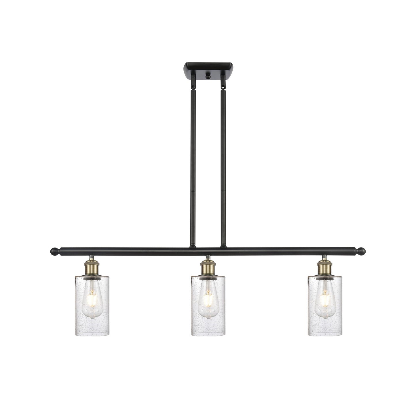 Innovations Clymer 36in 3-Light Island Light | Transitional Black Antique Brass and Seedy Glass | Kitchen Island & Dining | Model 516-3I-BAB-G804