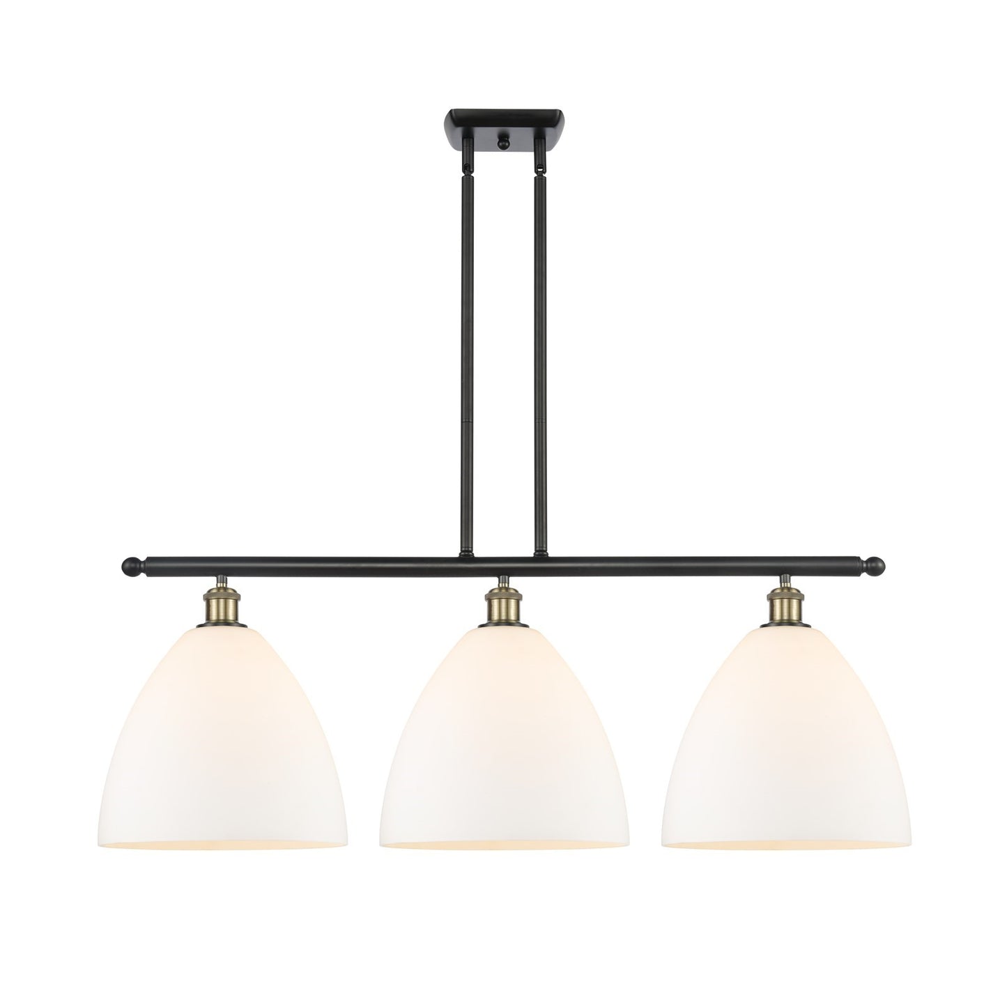 Innovations Bristol 38.5in 3-Light Island Light | Industrial Black Antique Brass and Matte White Glass | Kitchen Island | Model 516-3I-BAB-GBD-121