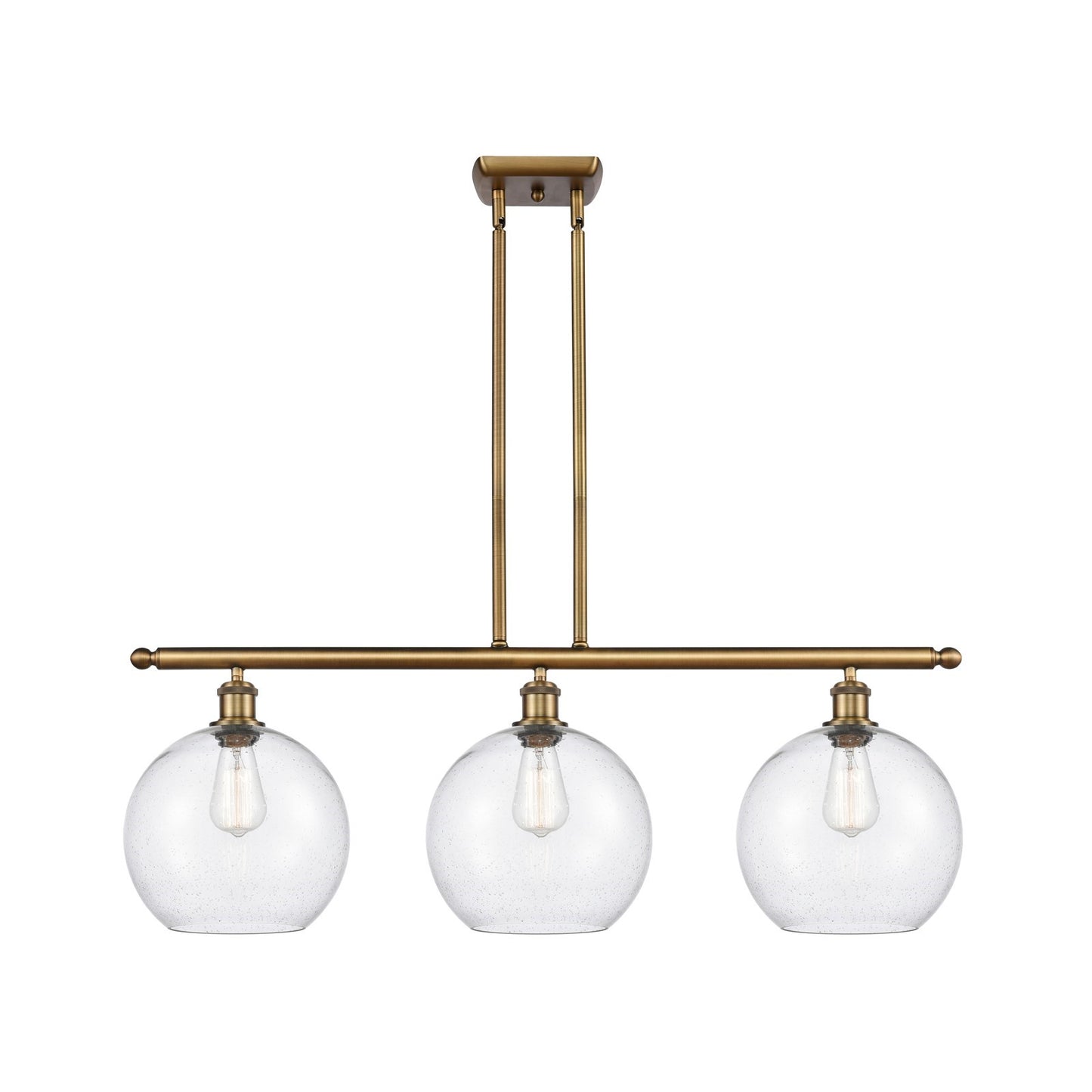 Innovations Athens 36.5in 3-Light Island | Brushed Brass and Seedy Glass | Kitchen Island & Dining Room | 36.5 x 12.5 in | Model 516-3I-BB-G124-10