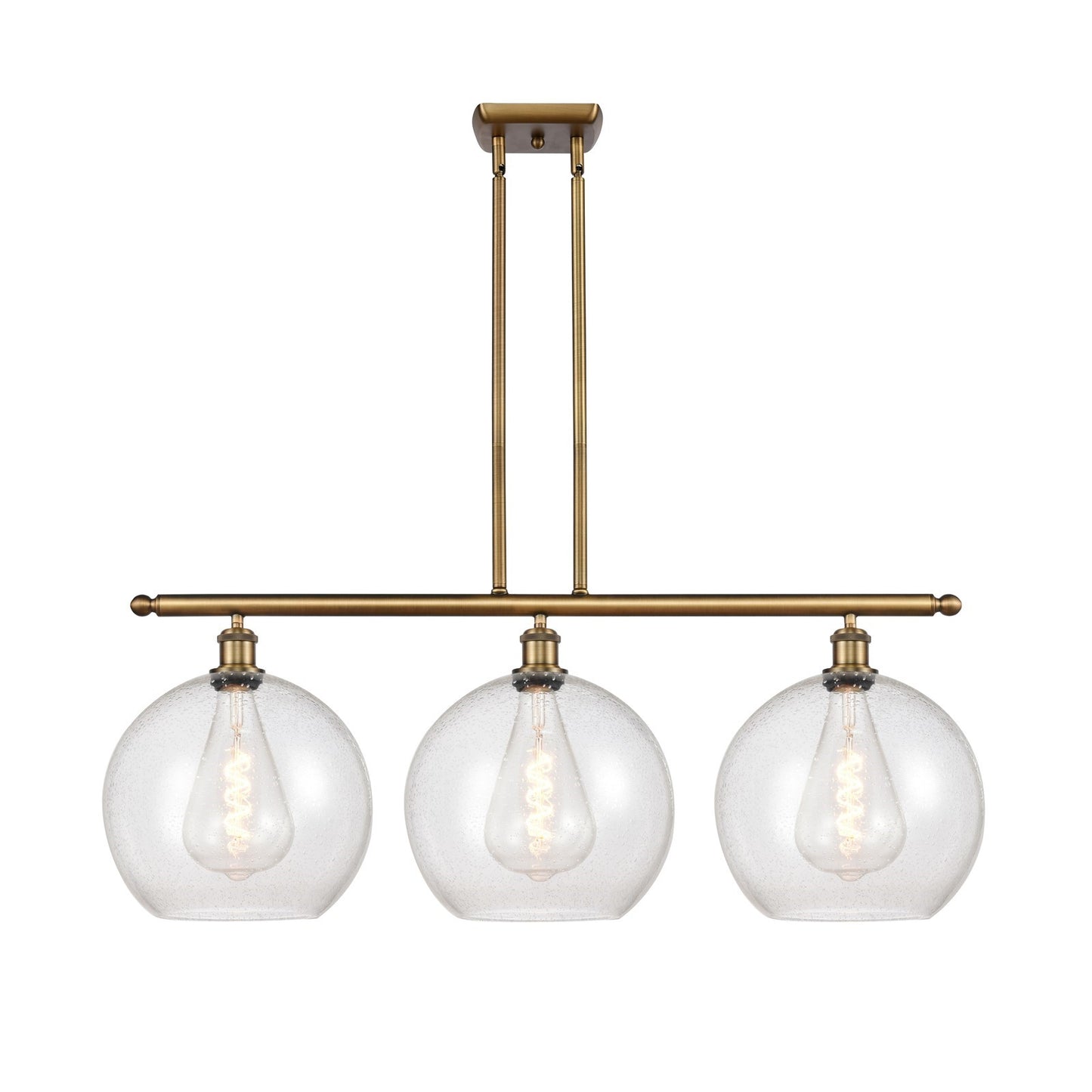Innovations Athens 38.25in 3-Light Island | Brushed Brass and Seedy Glass | Kitchen Island & Dining Room | 38.25 x 14.12 in | Model 516-3I-BB-G124-12