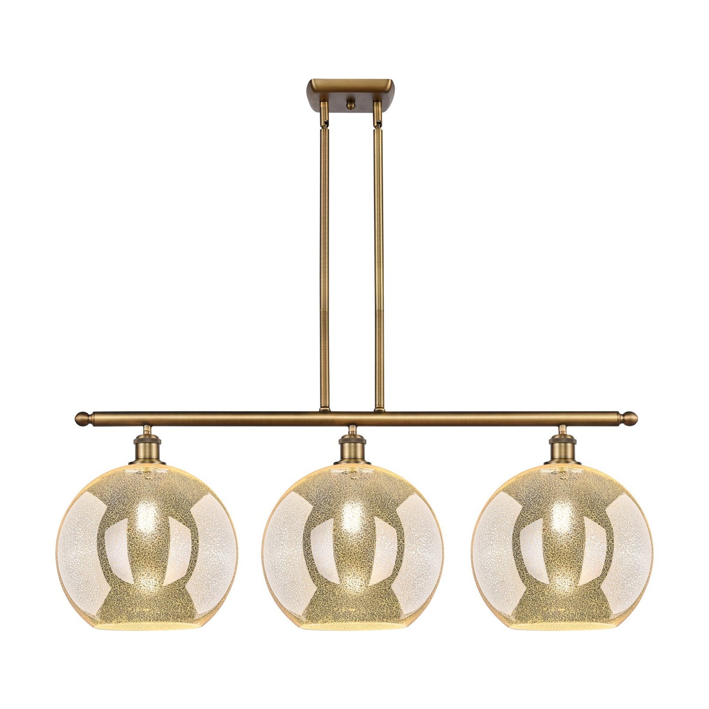 Innovations Athens 38in 3-Light Island Light | Industrial Brushed Brass and Mercury Glass | Kitchen Island & Dining Room | Model 516-3I-BB-G128-12