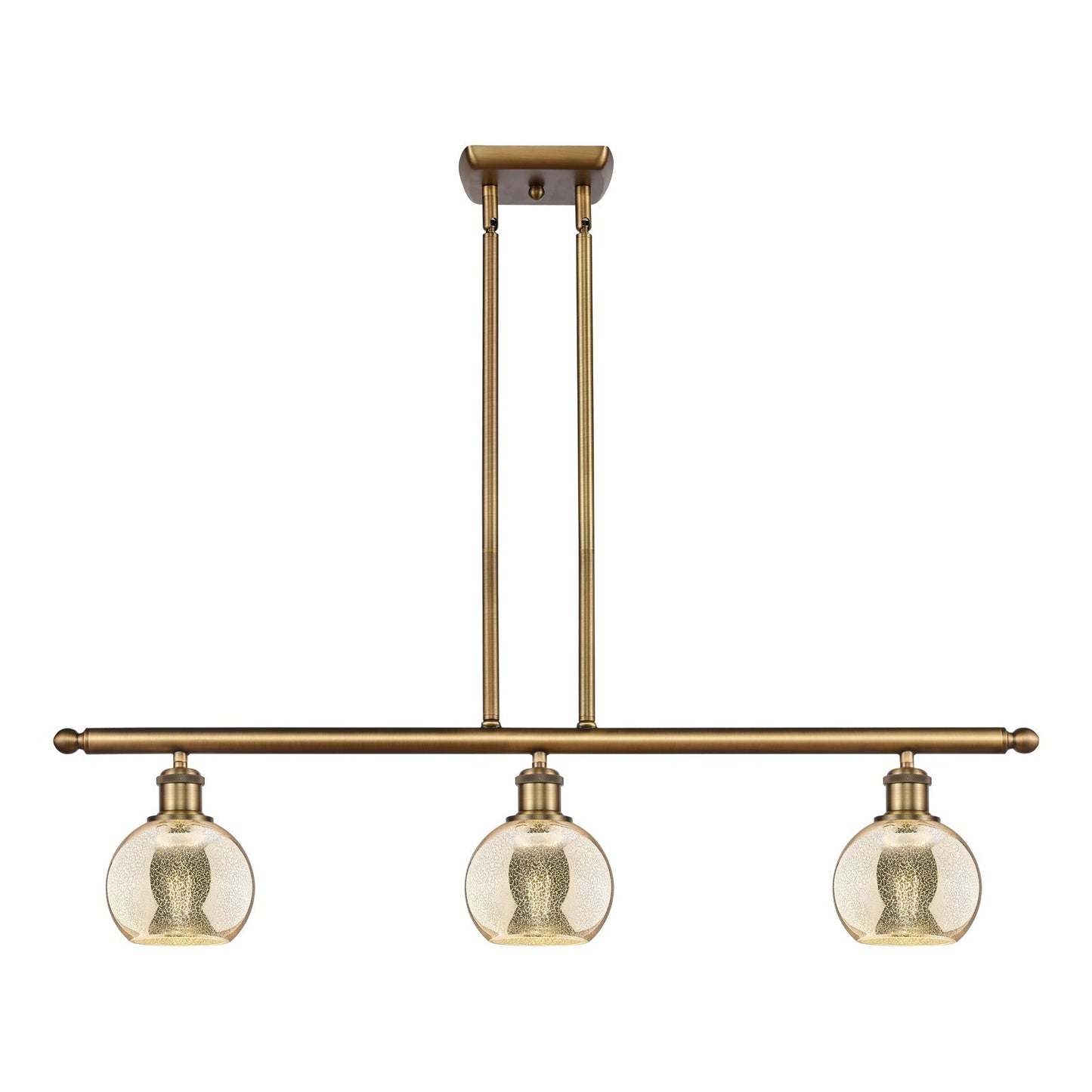 Innovations Athens 36in 3-Light Island Light | Industrial Brushed Brass and Mercury Glass | Kitchen Island & Dining Room | Model 516-3I-BB-G128-6