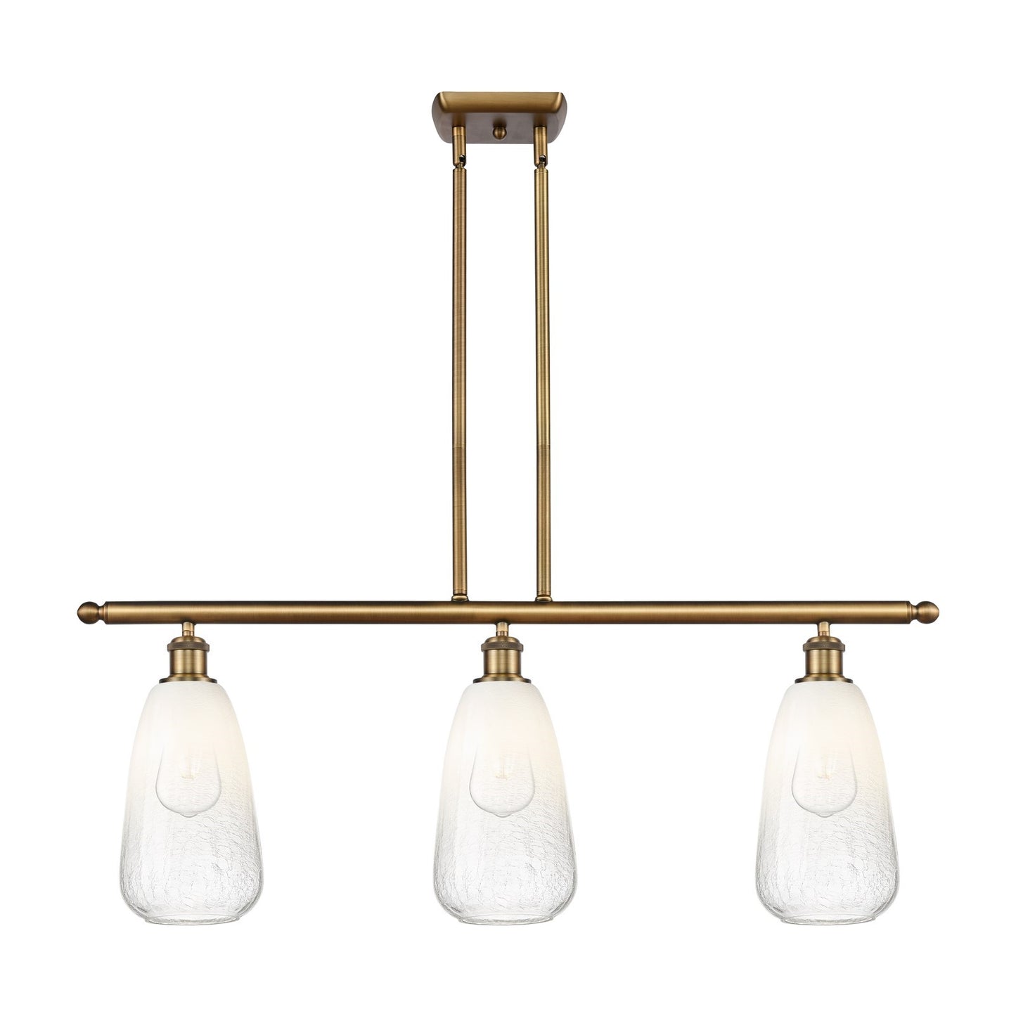 Innovations Brookhaven Almond 36in 3-Light Island Light | Industrial Brushed Brass and Opal Glass | Kitchen Island | Model 516-3I-BB-G480-6OP