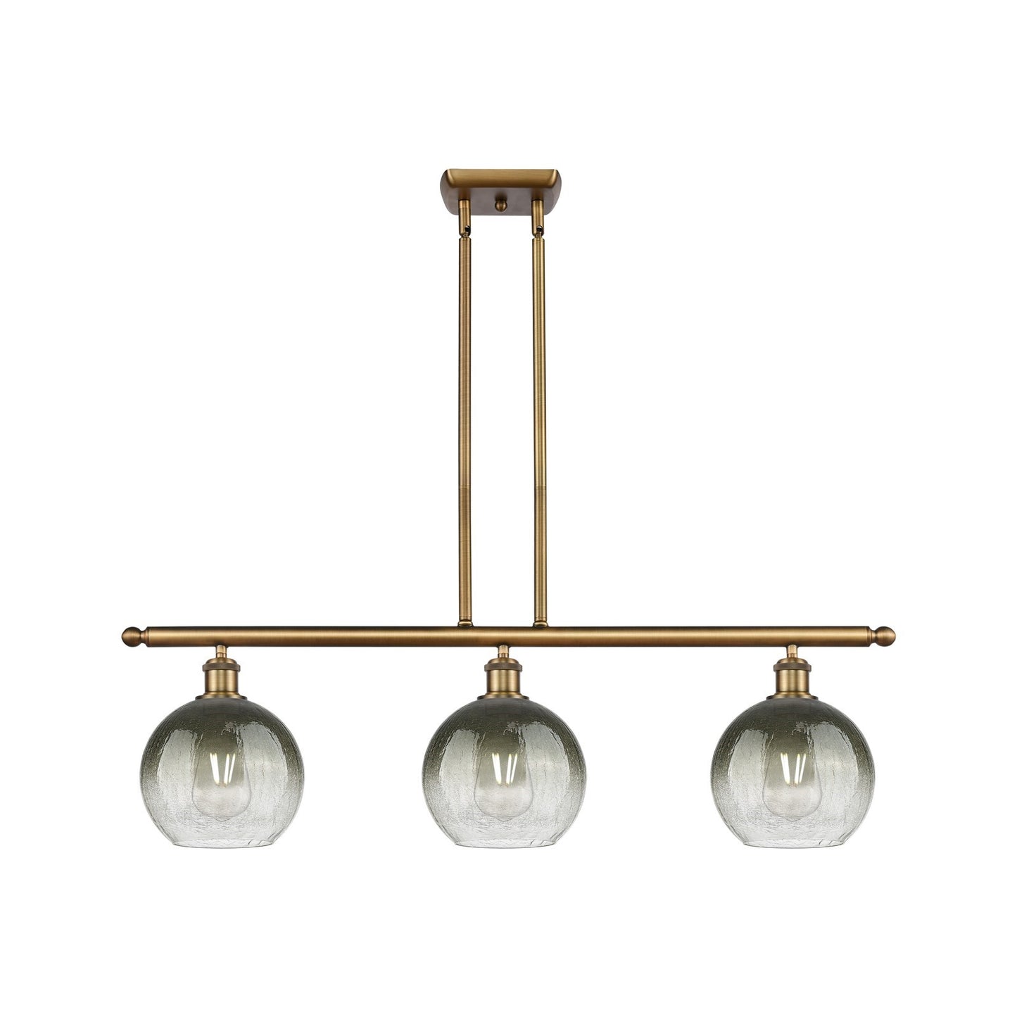 Innovations Brookhaven Globe 36in 3-Light Island Light | Industrial Brushed Brass and Slate Glass | Kitchen Island | Model 516-3I-BB-G483-8SL