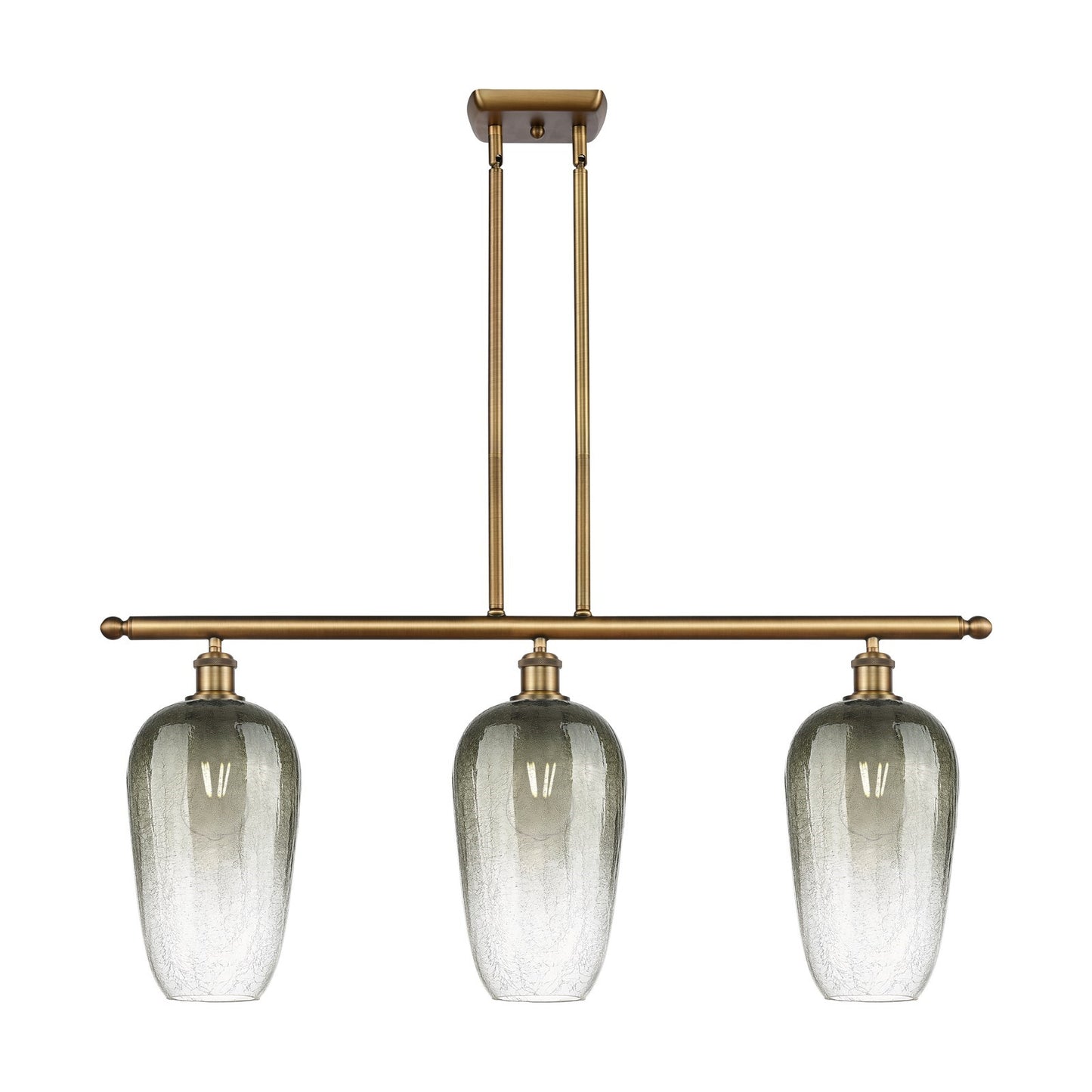 Innovations Brookhaven Flute 36in 3-Light Island | Industrial Brushed Brass and Slate Glass | Kitchen Island & Dining Room | Model 516-3I-BB-G484-7SL