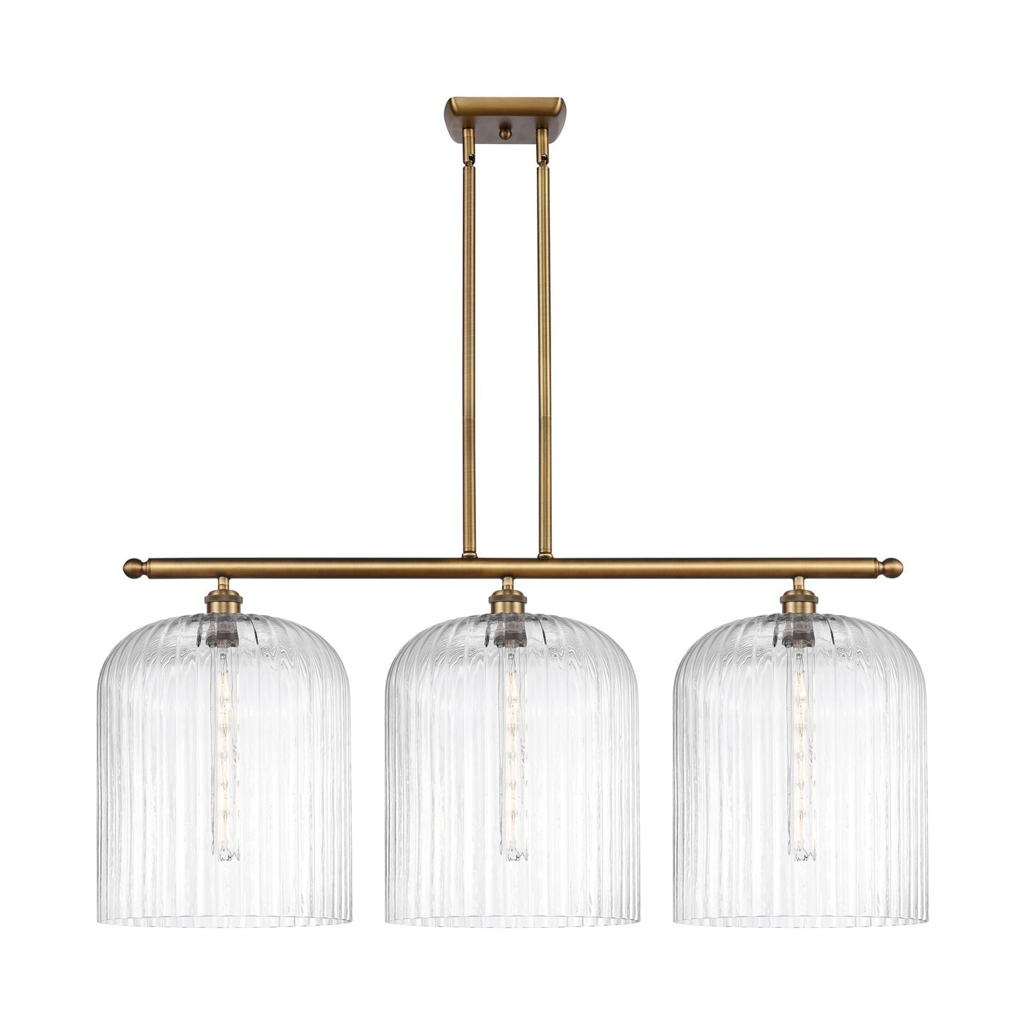 Innovations Bridal Veil 36in 3-Light Island Light | Art Nouveau Brushed Brass and Clear Glass | Kitchen Island & Dining | Model 516-3I-BB-G559-12CL