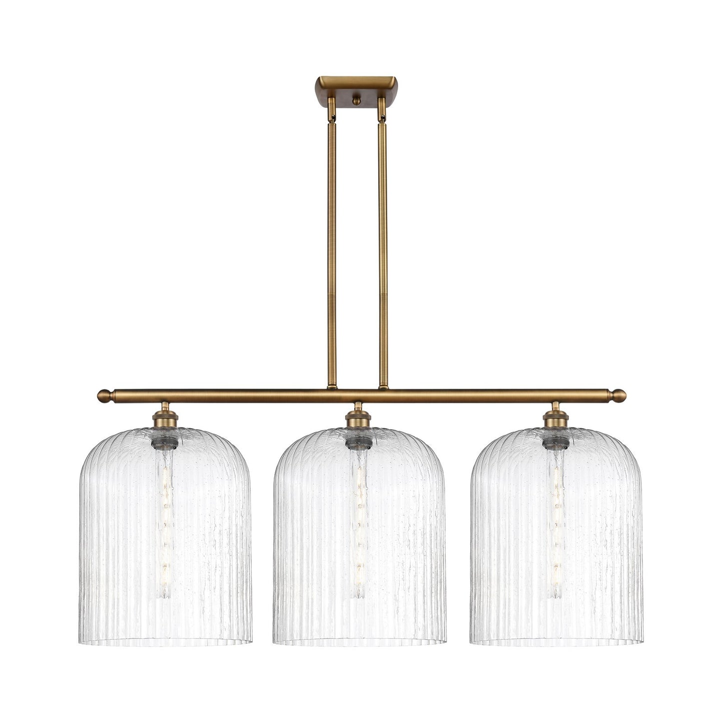 Innovations Bridal Veil 36in 3-Light Island Light | Art Nouveau Brushed Brass and Seedy Glass | Kitchen Island & Dining | Model 516-3I-BB-G559-12SDY