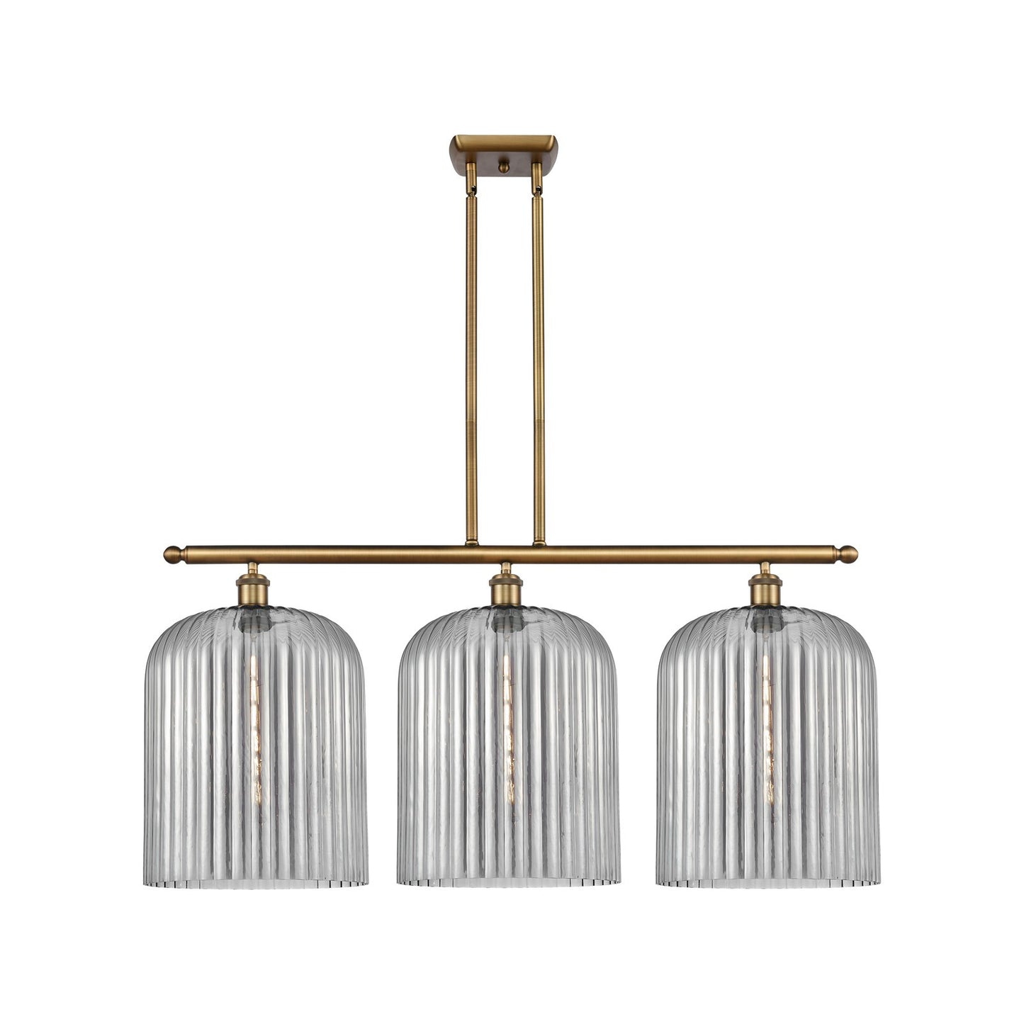 Innovations Bridal Veil 36in 3-Light Island Light | Art Nouveau Brushed Brass and Light Smoke Glass | Kitchen Island | Model 516-3I-BB-G559-12SM