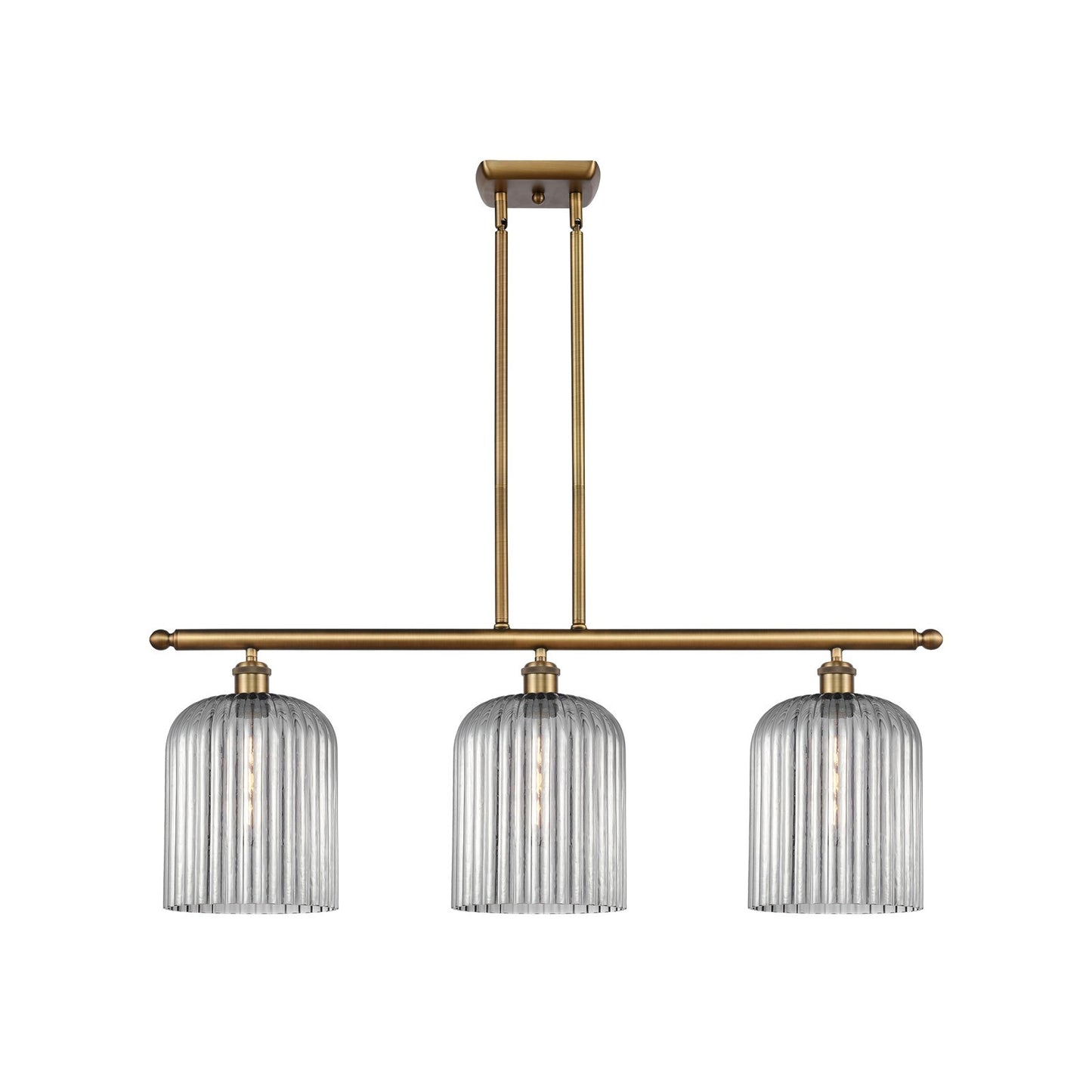 Innovations Bridal Veil 36in 3-Light Island Light | Art Nouveau Brushed Brass and Light Smoke Glass | Kitchen Island | Model 516-3I-BB-G559-8SM