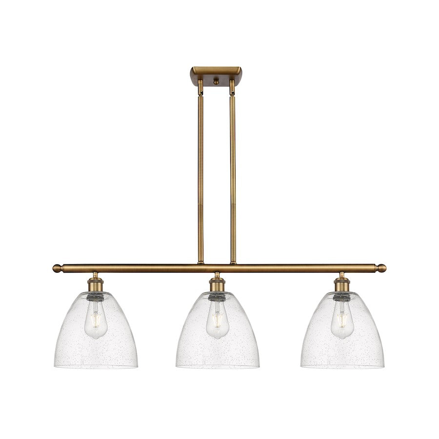 Innovations Ballston Dome 36in 3-Light Island Pendant | Industrial Brushed Brass Steel and Seeded Glass | Kitchen Island & | Model 516-3I-BB-GBD-94-LED