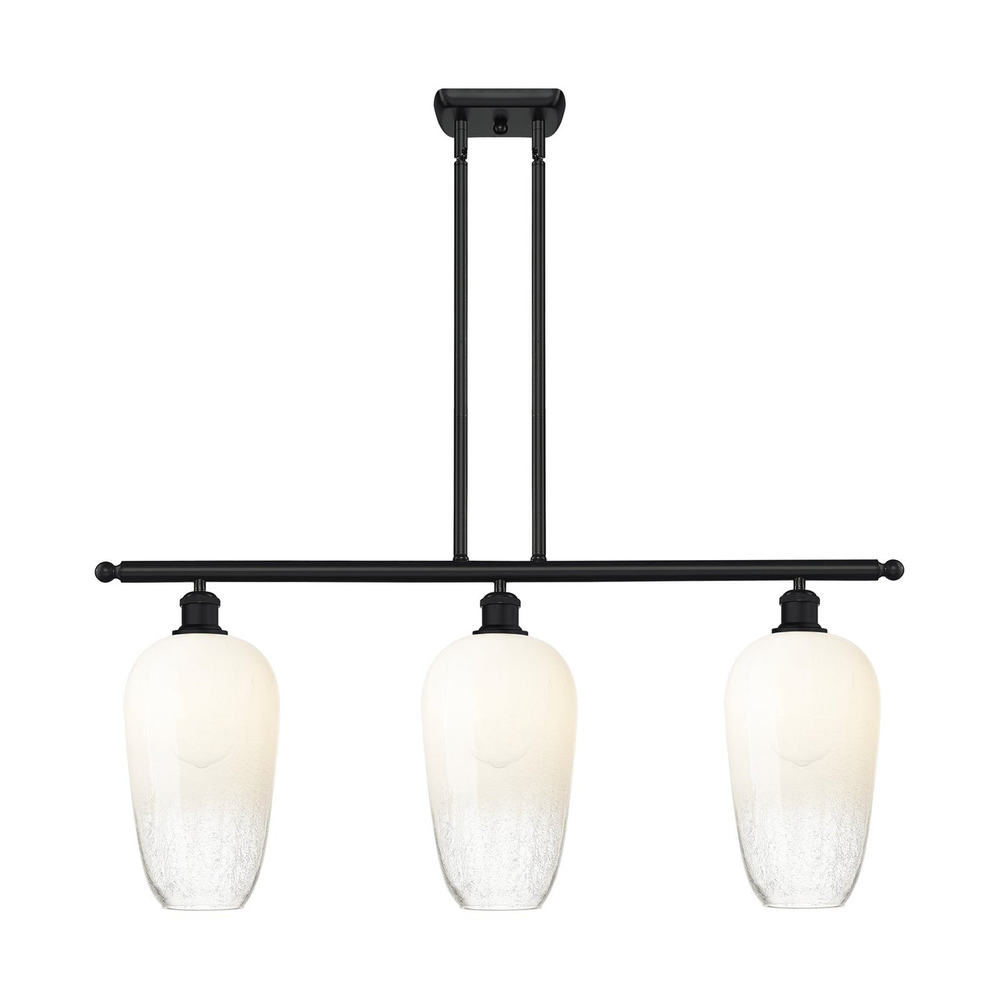 Innovations Brookhaven Flute 36in 3-Light Island Light | Industrial Matte Black and Opal Glass | Kitchen Island & Dining | Model 516-3I-BK-G484-7OP