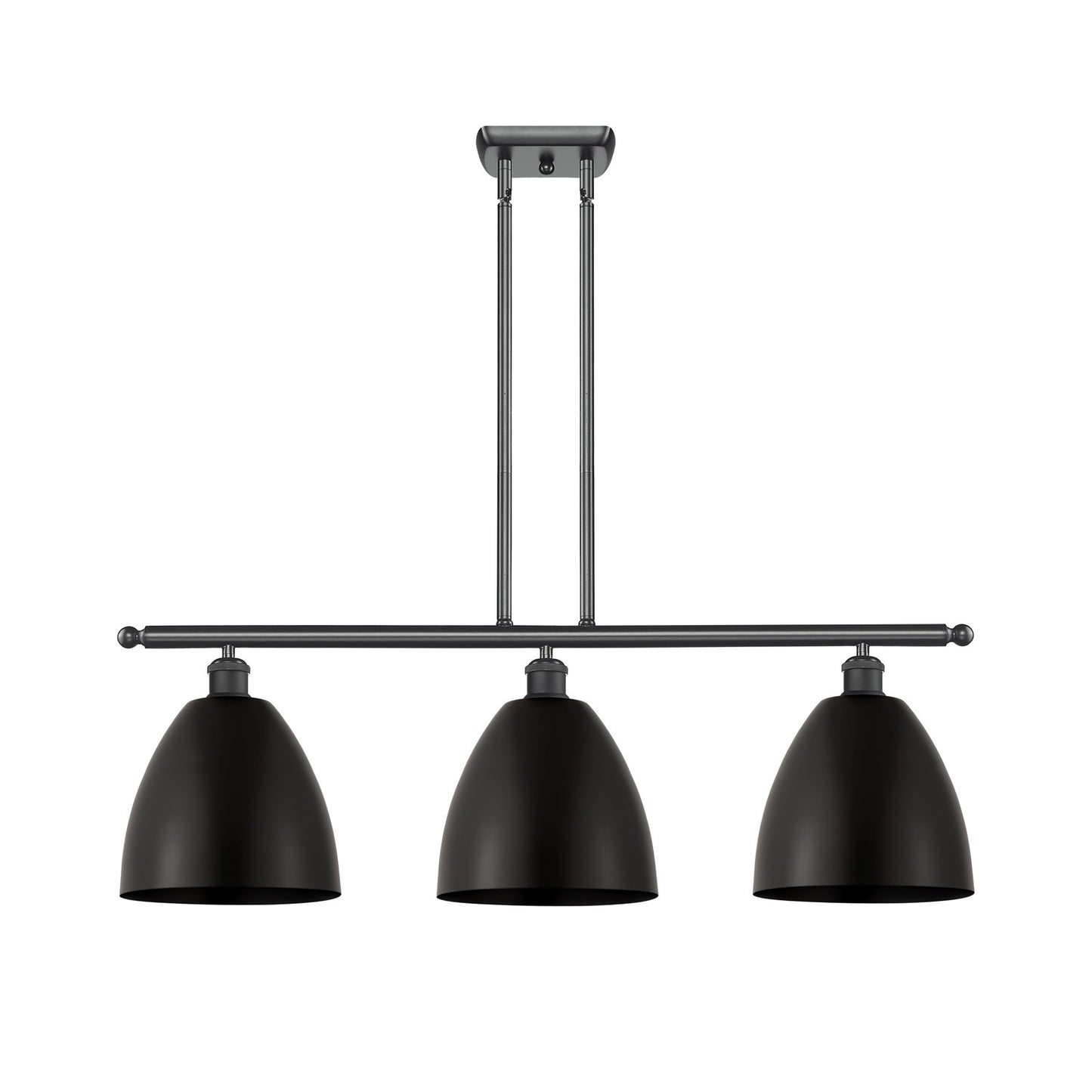 Innovations Bristol 36in 3-Light Island Light | Industrial Farmhouse Matte Black Steel and Cast Brass with Matte Black Metal | Model 516-3I-BK-MBD-9-BK