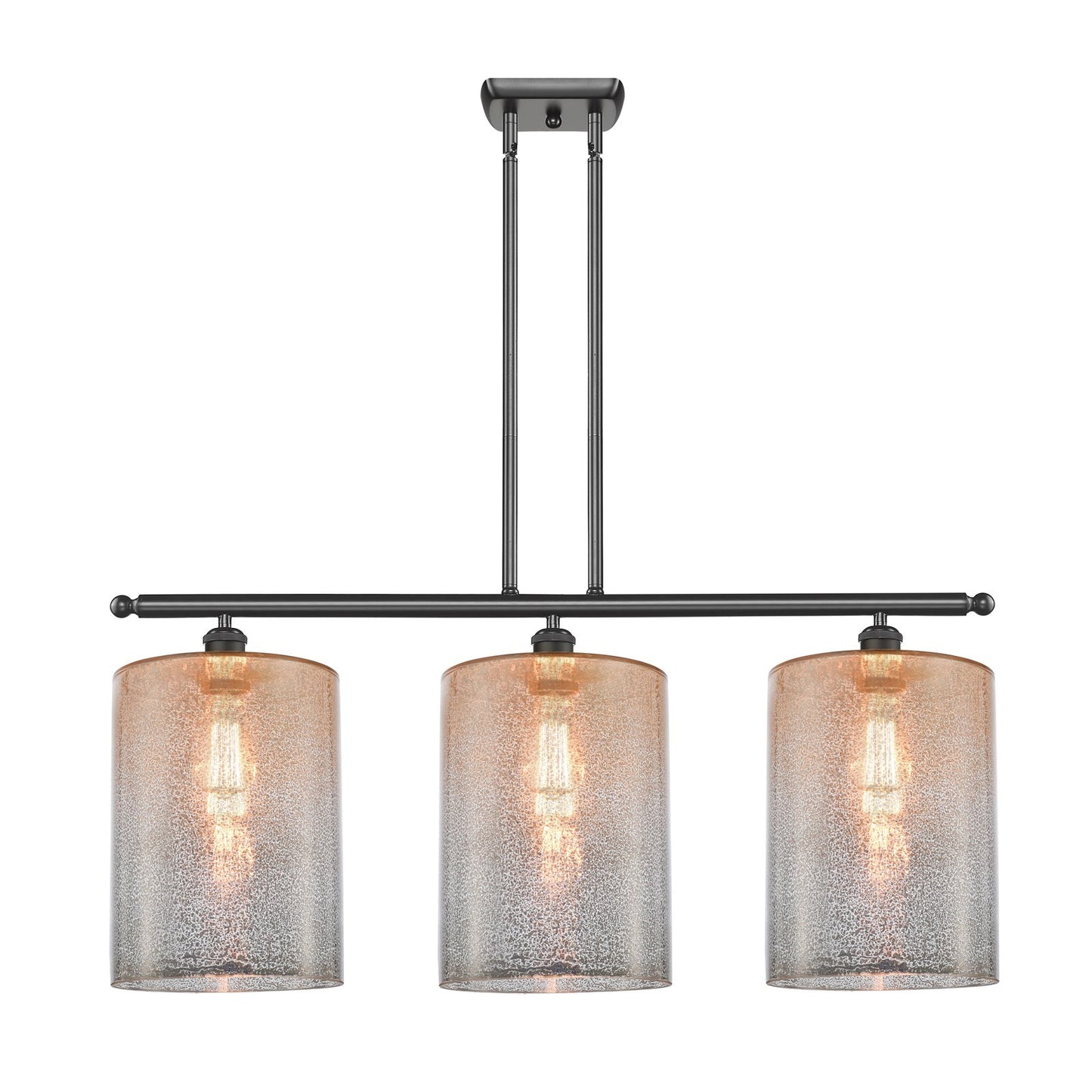 Innovations Cobbleskill 36in 3-Light Island Light | Industrial Oil Rubbed Bronze Steel and Mercury Glass | Kitchen Island & | Model 516-3I-OB-G116-L