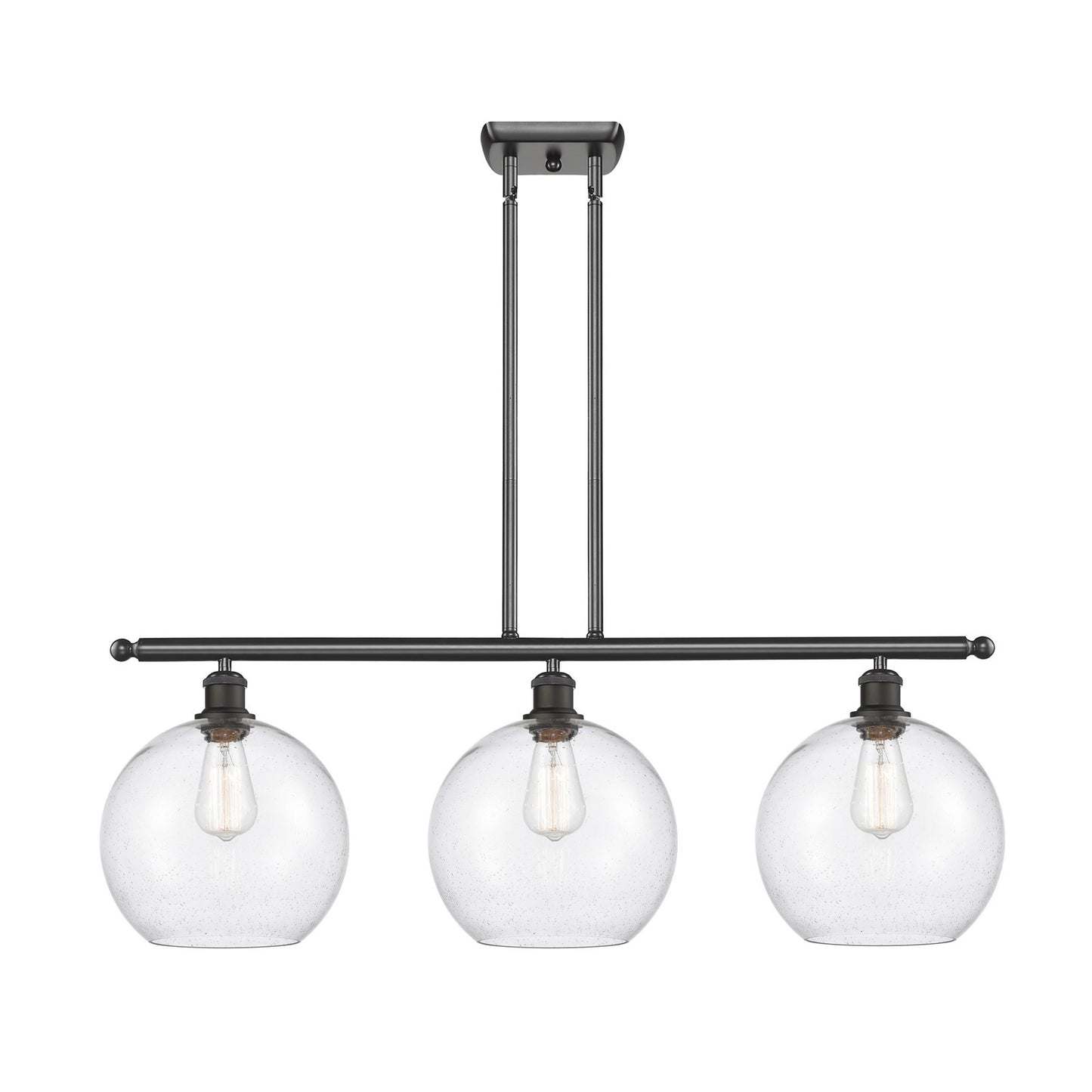 Innovations Athens 37in 3-Light Island Light | Industrial Oil Rubbed Bronze Steel and Seedy Glass | Kitchen Island & Dining Room | Model 516-3I-OB-G124-10
