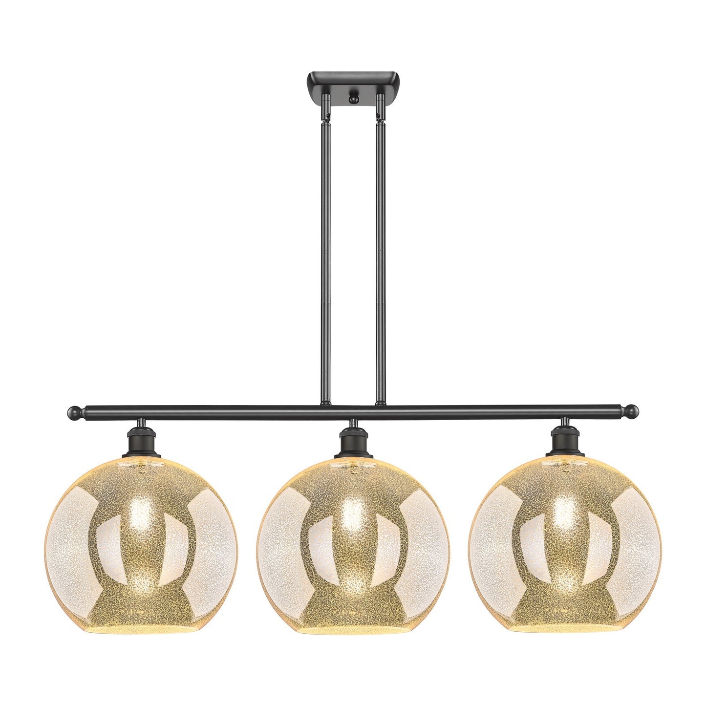 Innovations Athens 38in 3-Light Island Light | Industrial Oil Rubbed Bronze Steel and Mercury Glass | Kitchen Island & Dining | Model 516-3I-OB-G128-12