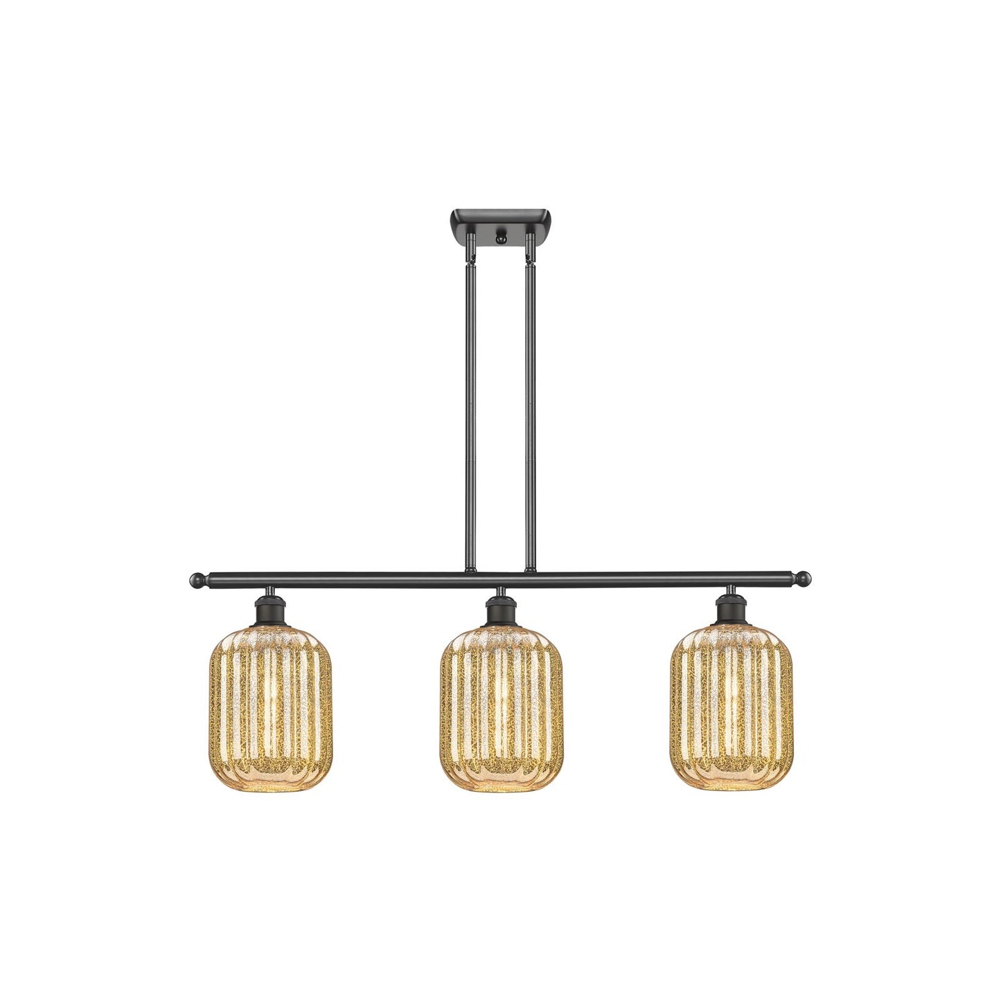 Innovations Preston Cylinder 36in 3-Light Island Light | Industrial Oil Rubbed Bronze Steel and Mercury Glass | Kitchen Island | Model 516-3I-OB-G460-7ME