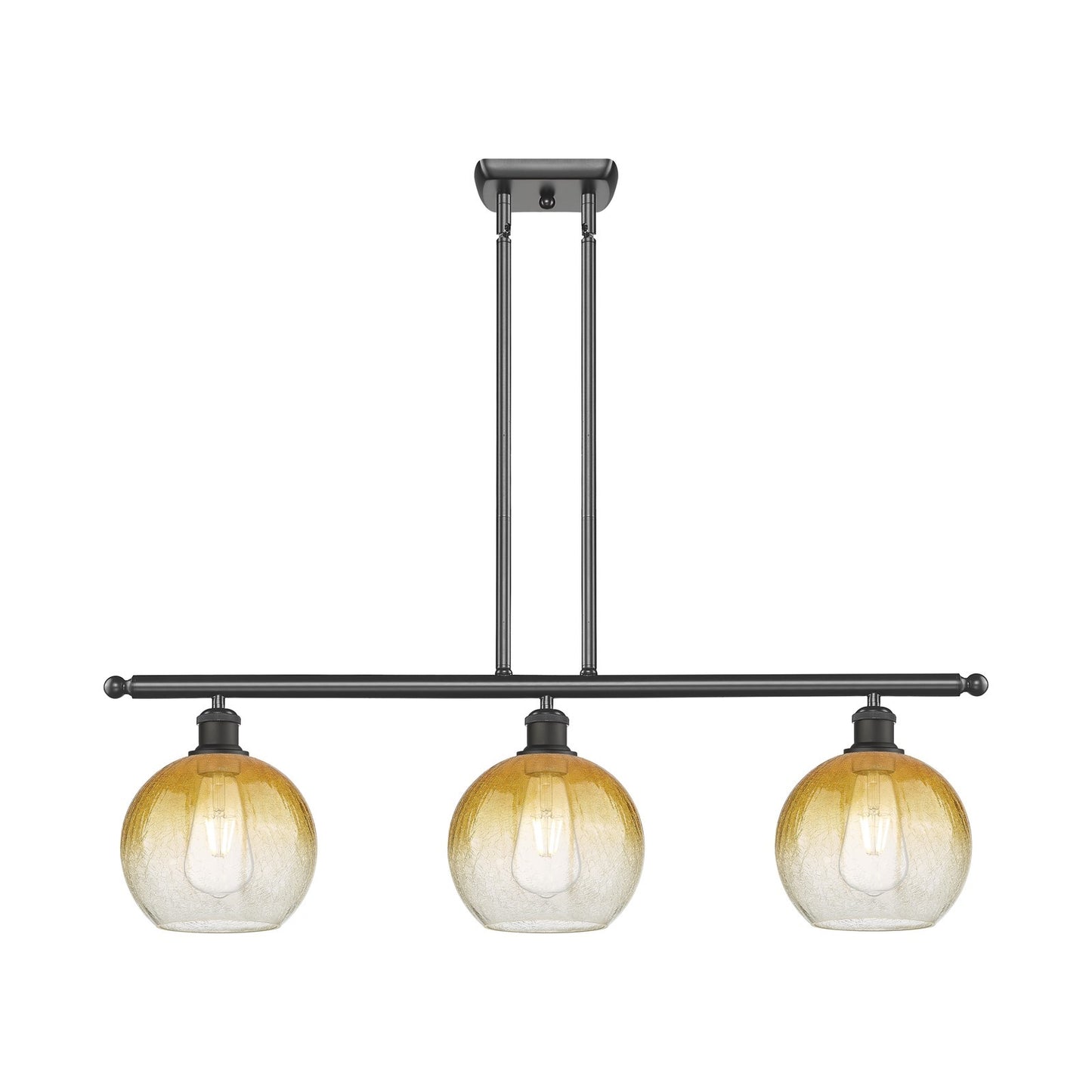Innovations Brookhaven Globe 36in 3-Light Island Light | Industrial Oil Rubbed Bronze Steel and Amber Glass | Kitchen Island & | Model 516-3I-OB-G483-8AM
