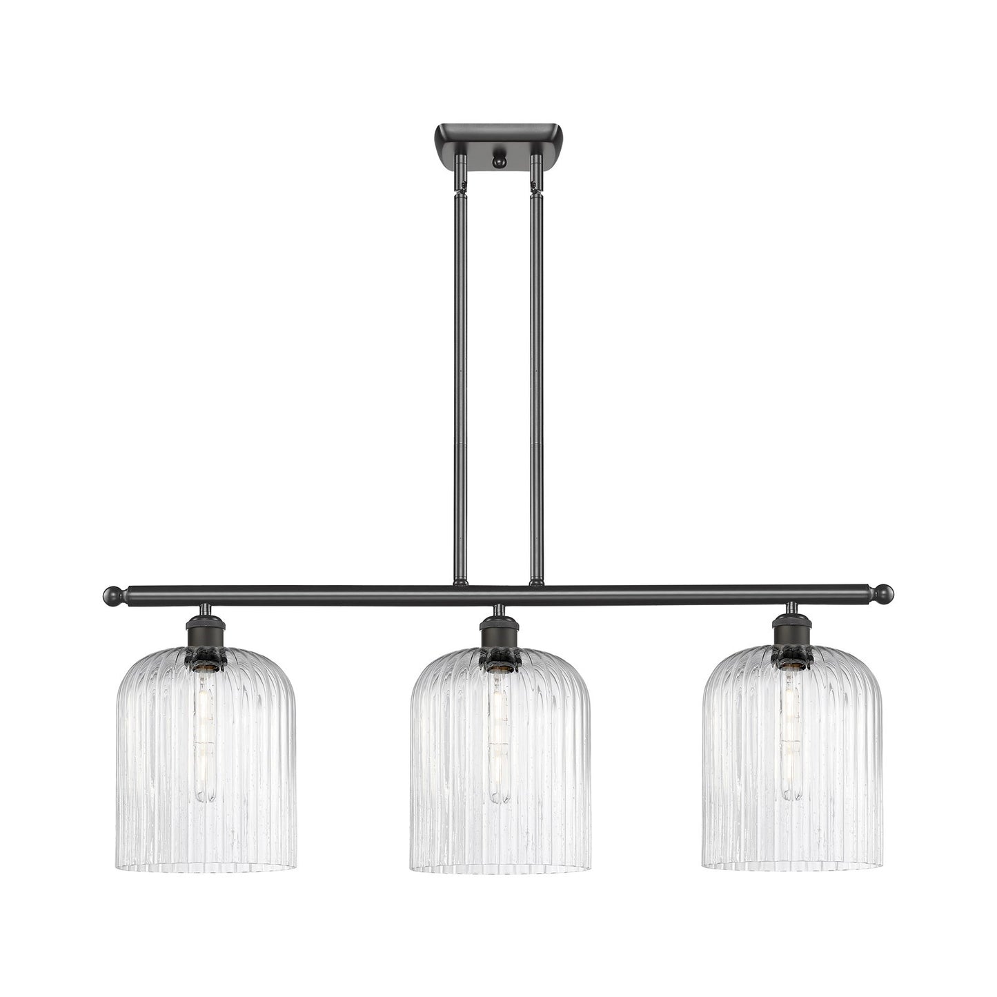 Innovations Bridal Veil 36in 3-Light Island Light | Art Nouveau Oil Rubbed Bronze Steel and Seedy Glass | Kitchen Island & | Model 516-3I-OB-G559-8SDY
