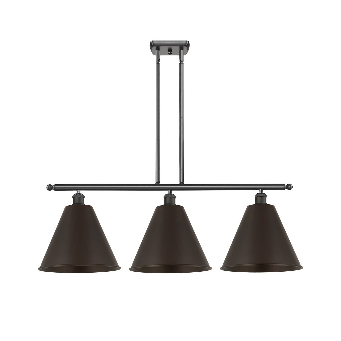 Innovations Berkshire 39in 3-Light Island Light | Industrial Oil Rubbed Bronze Steel and Cast Brass | Kitchen Island & | Model 516-3I-OB-MBC-12-OB-LED