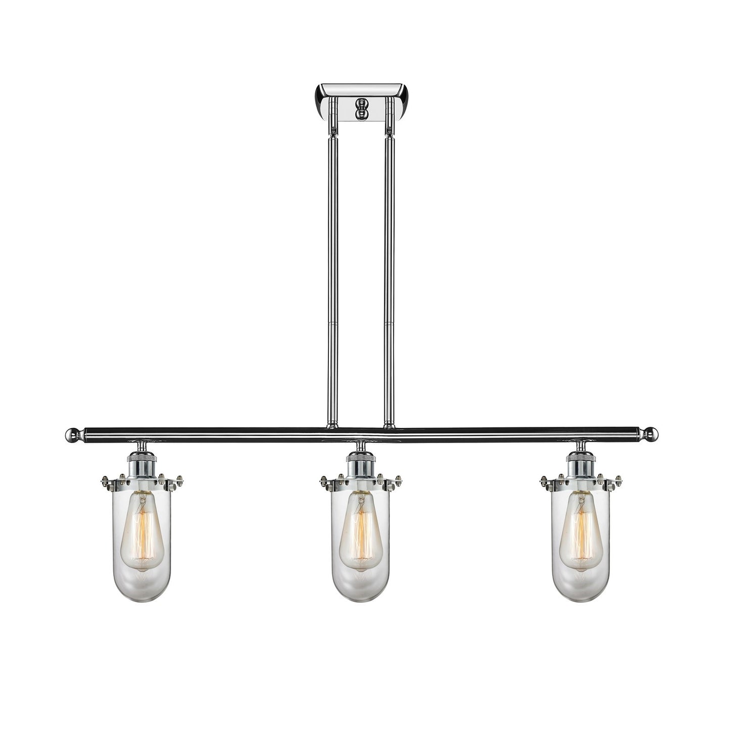 Innovations Kingsbury 36in 3-Light Island Light | Industrial Polished Chrome and Clear Glass | Kitchen Island & Dining Room | Model 516-3I-PC-CE231-CL